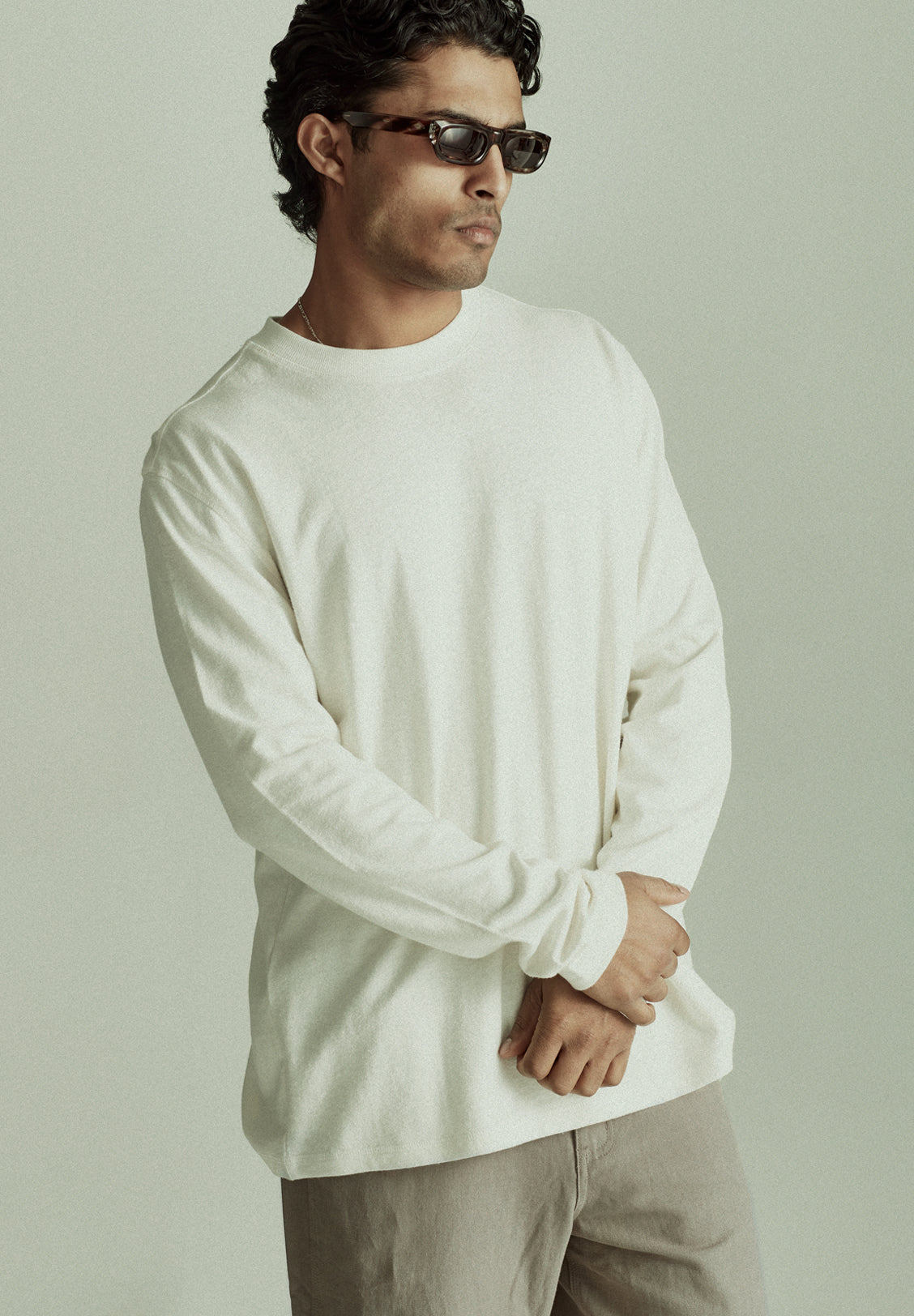 HEMP JERSEY LS, RICE WHITE