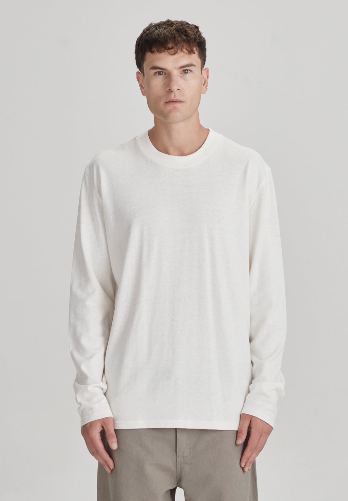 HEMP JERSEY LS, RICE WHITE