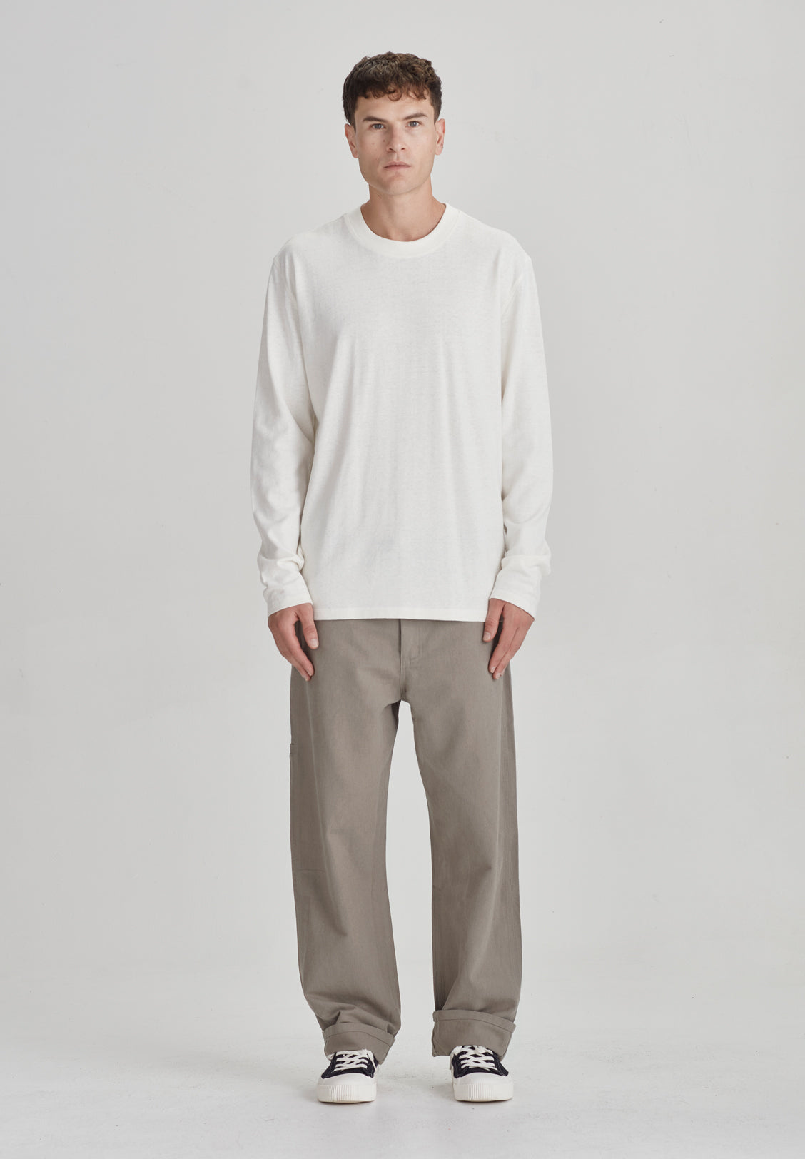 HEMP JERSEY LS, RICE WHITE