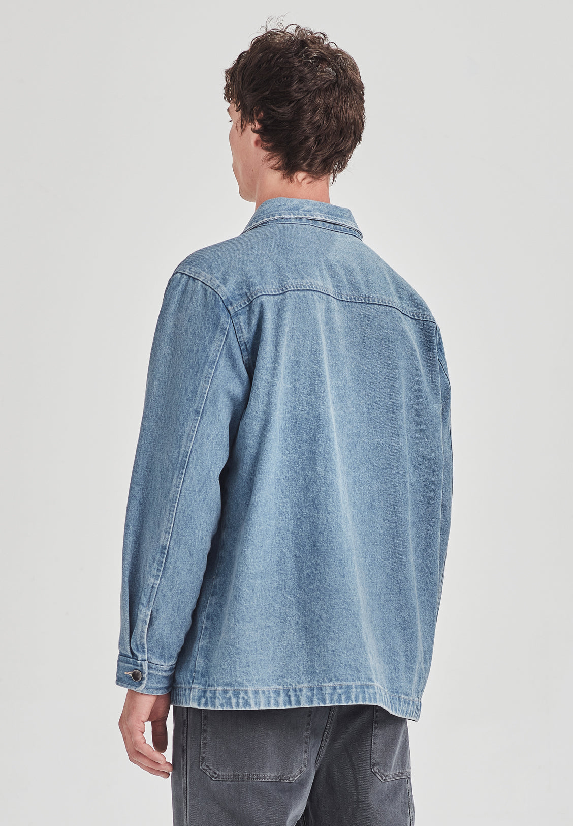 DENIM UTILITY SHACKET, MID BLUE RINSE