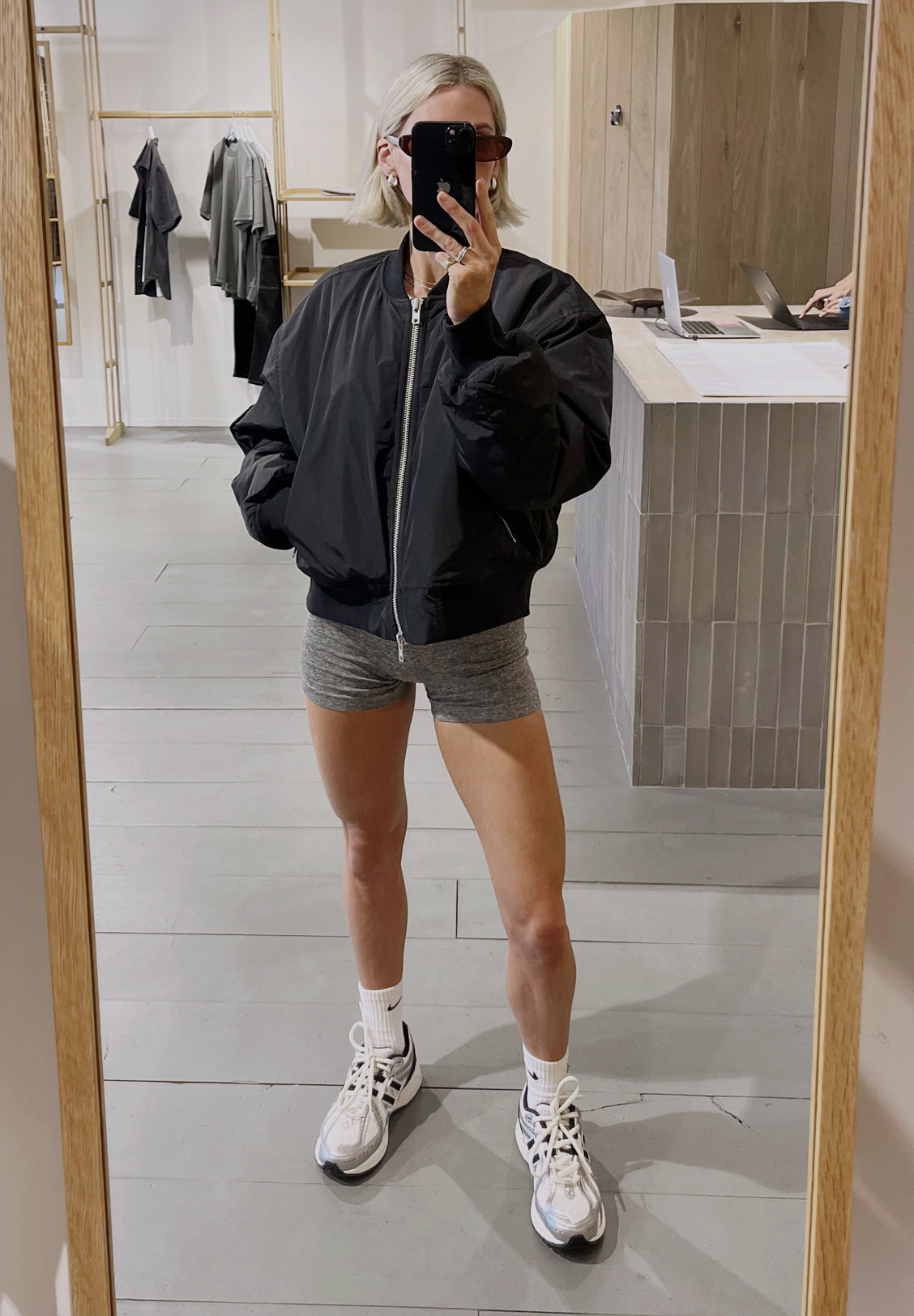 CROPPED BOMBER JACKET, BLACK