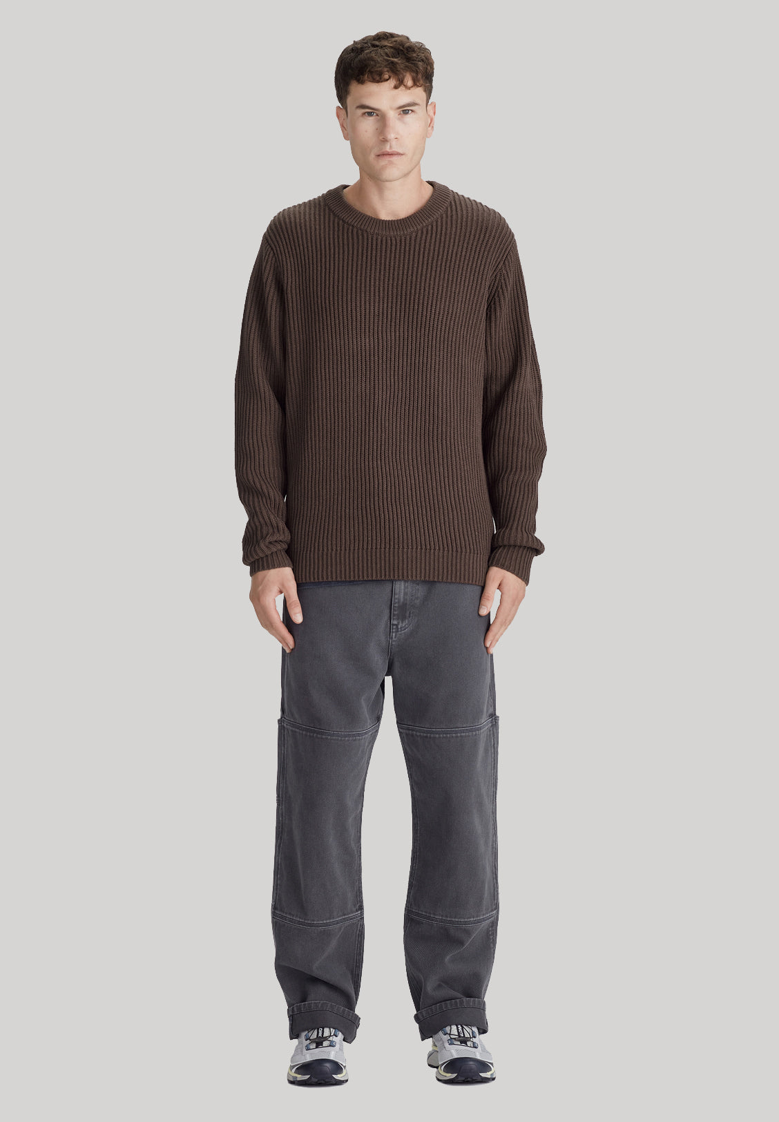 COTTON/WOOL JUMPER, COCOA