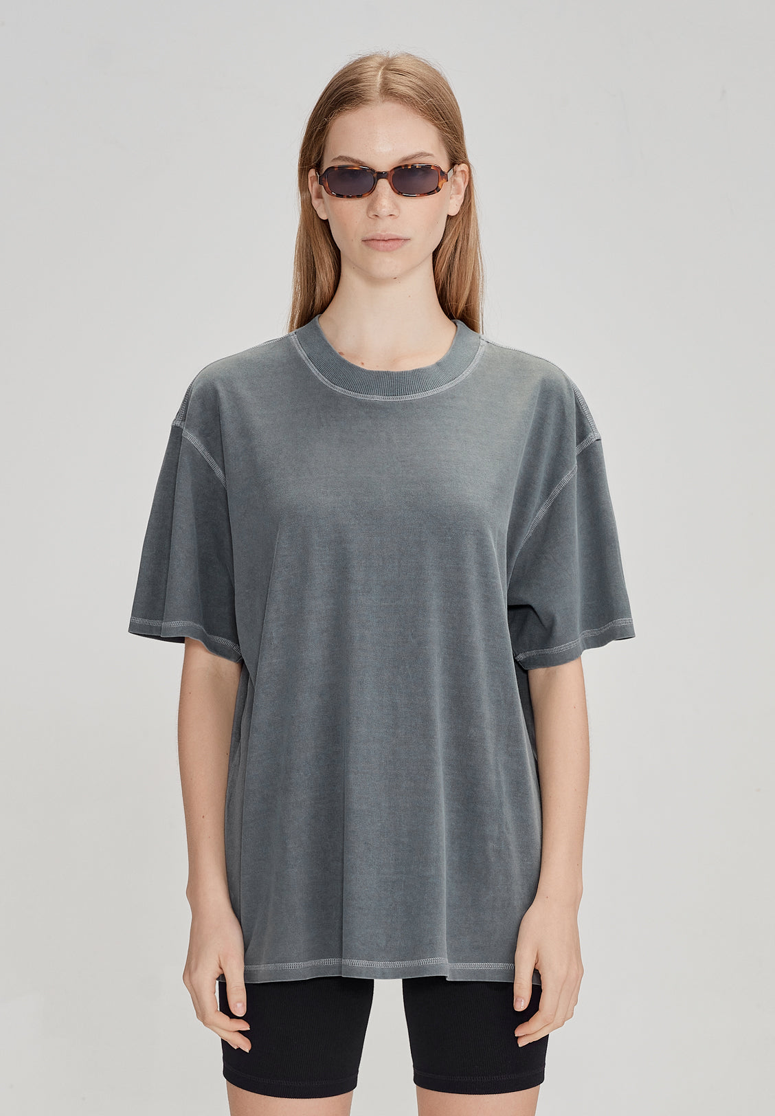 WOMENS BOY TEE, STORMY W MARLE TOPSTITCH