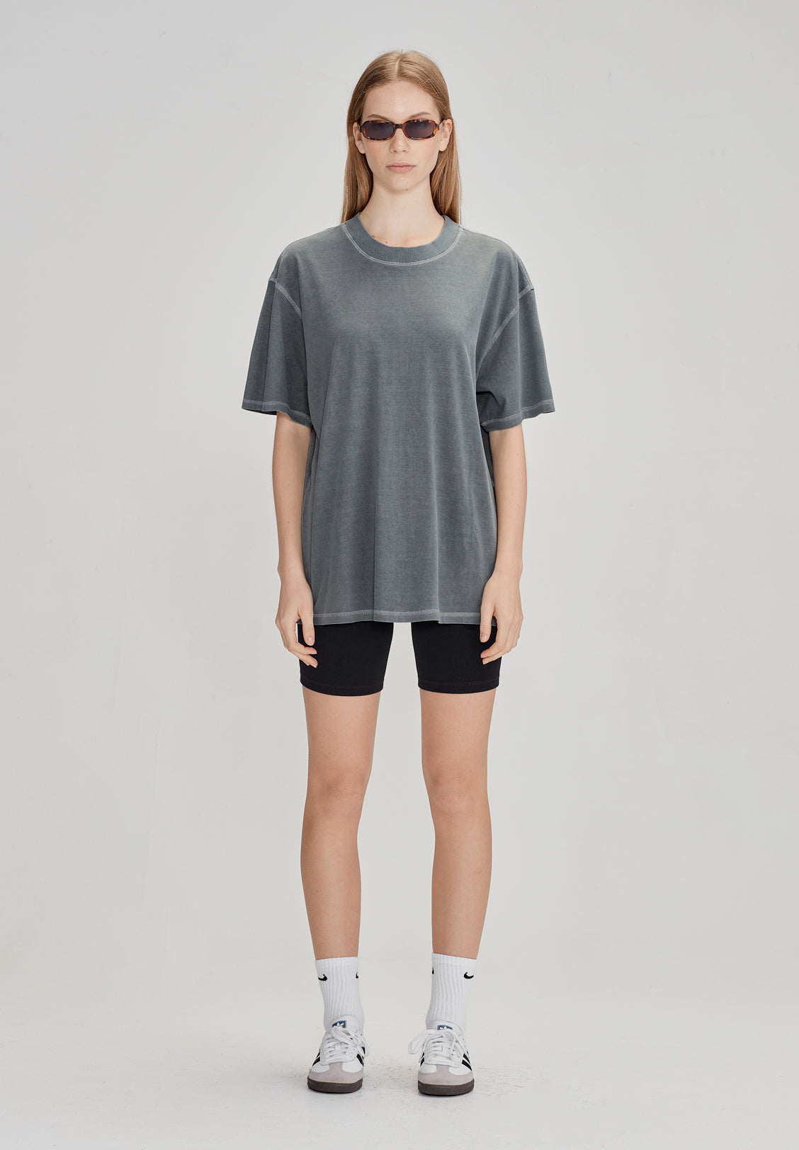 WOMENS BOY TEE, STORMY W MARLE TOPSTITCH