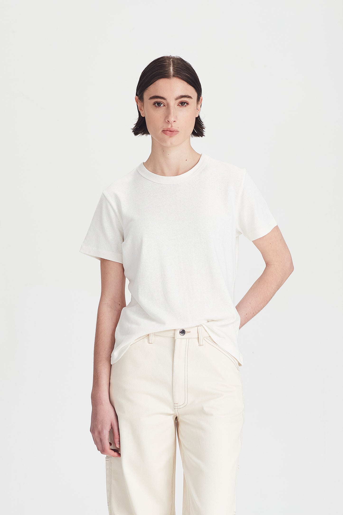 HEMP JERSEY CLASSIC TEE, RICE WHITE