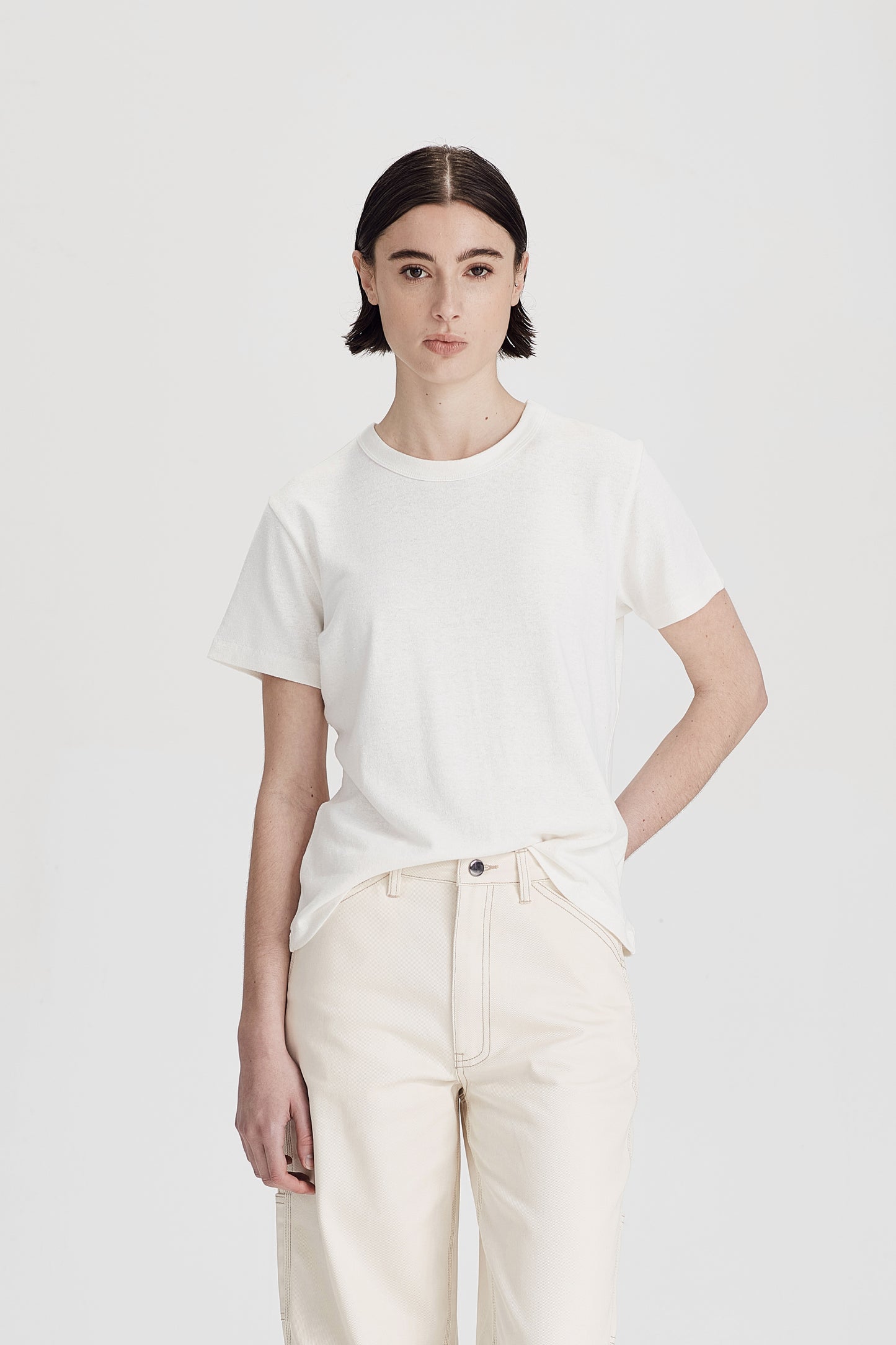 HEMP JERSEY CLASSIC TEE, RICE WHITE