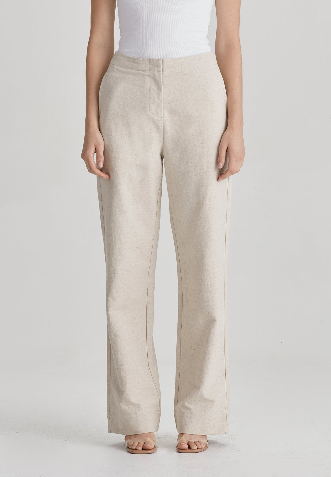 TAILORED RELAXED LEG PANT, NATURAL