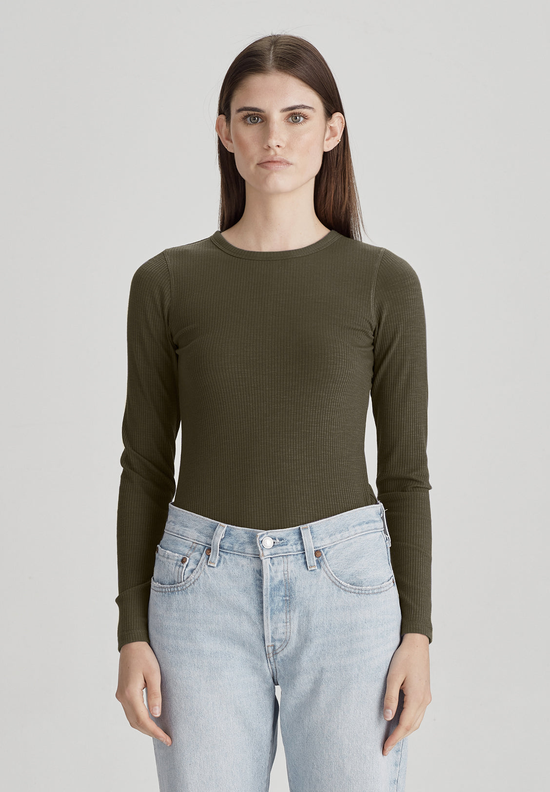 BASE RIB LS, KHAKI