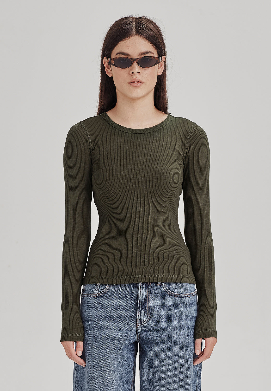 BASE RIB LS, KHAKI