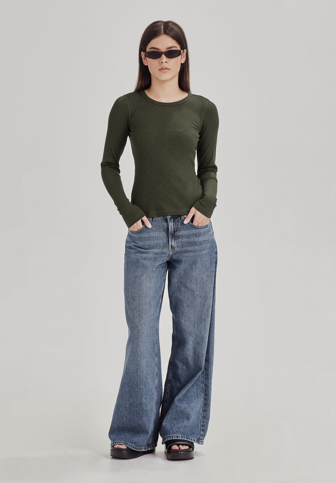 BASE RIB LS, KHAKI