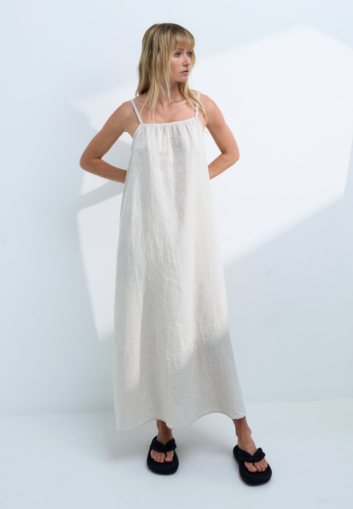 LINEN SUNDRESS, NATURAL