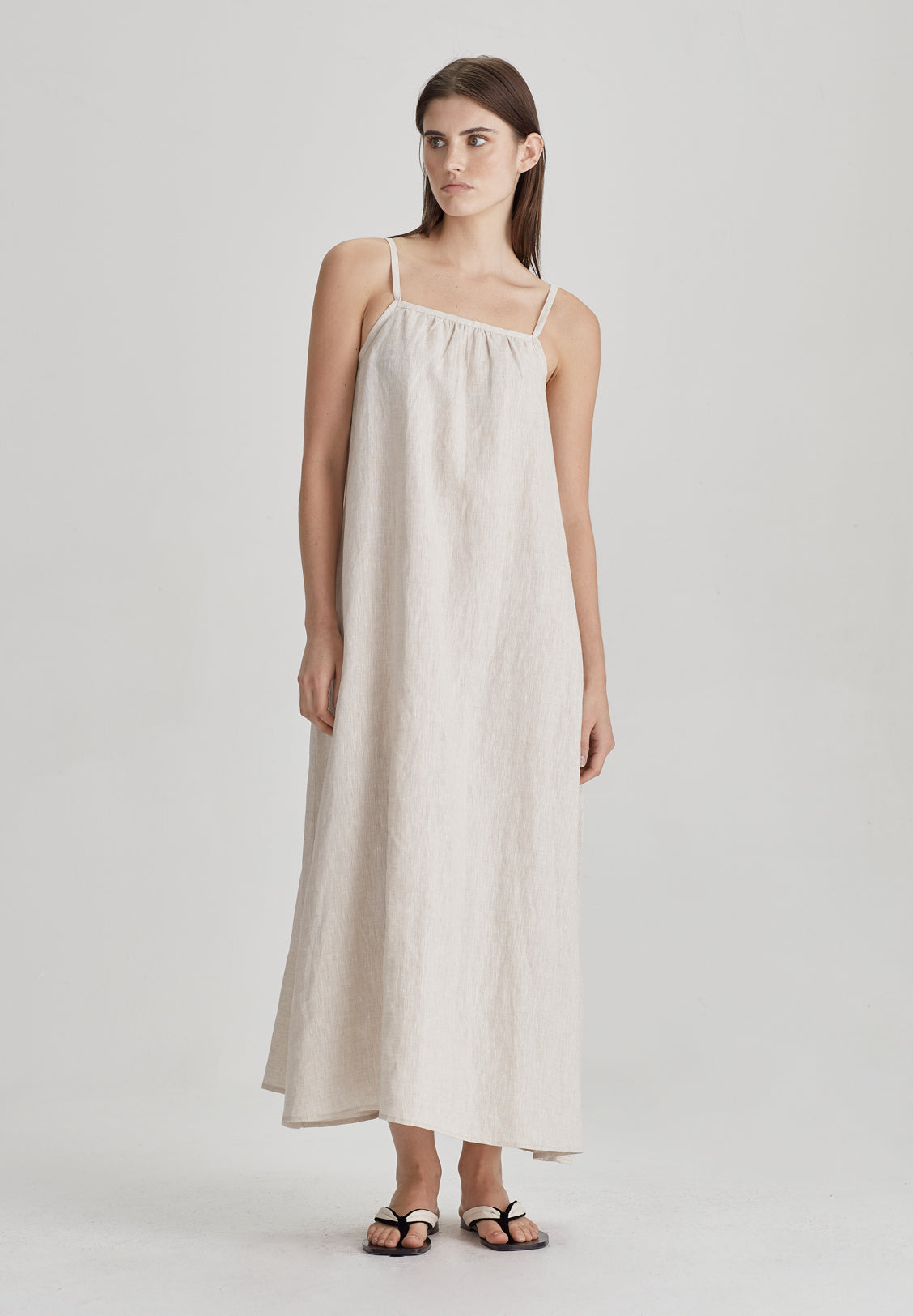 LINEN SUNDRESS, NATURAL