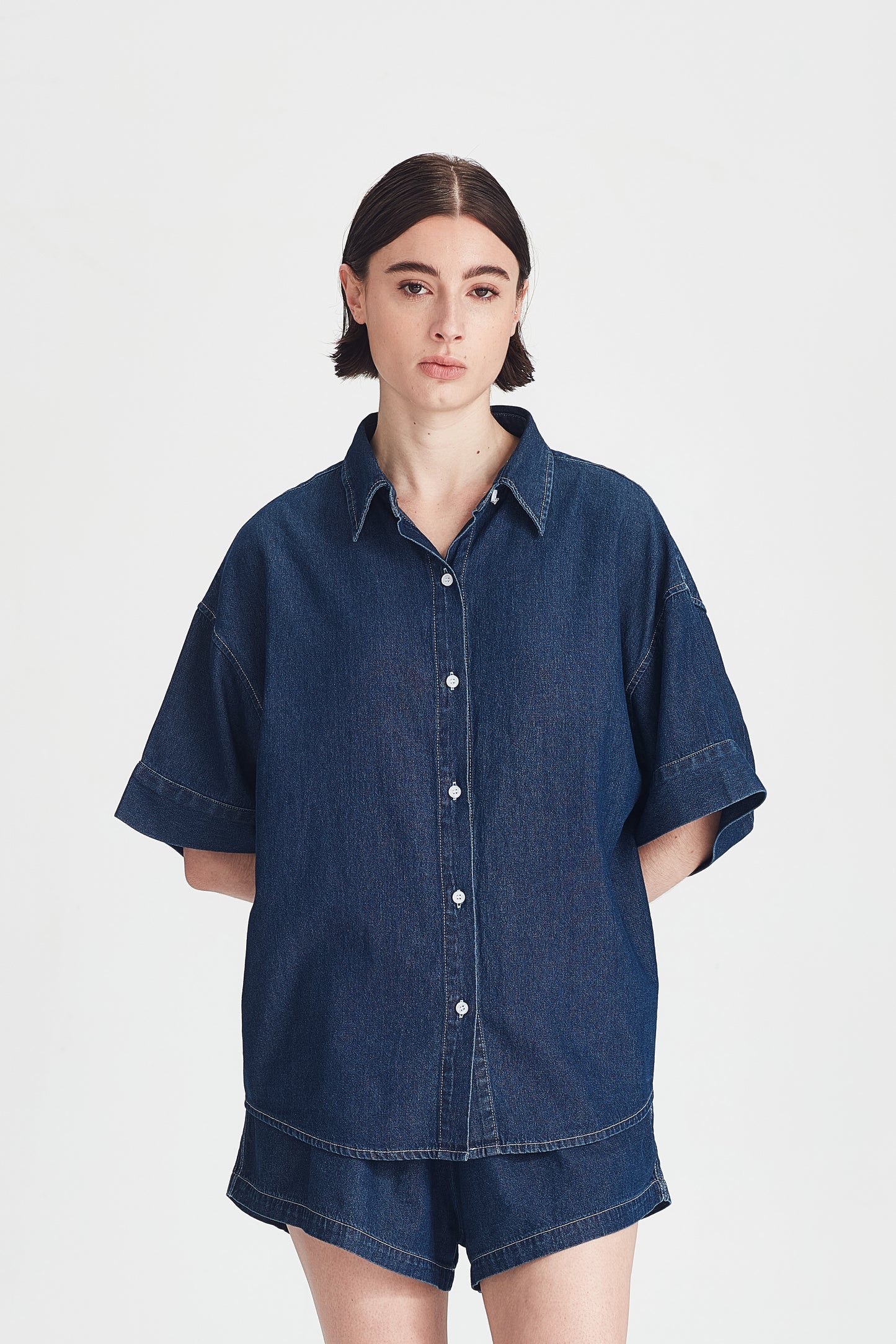BOYFRIEND SHIRT, DARK CHAMBRAY