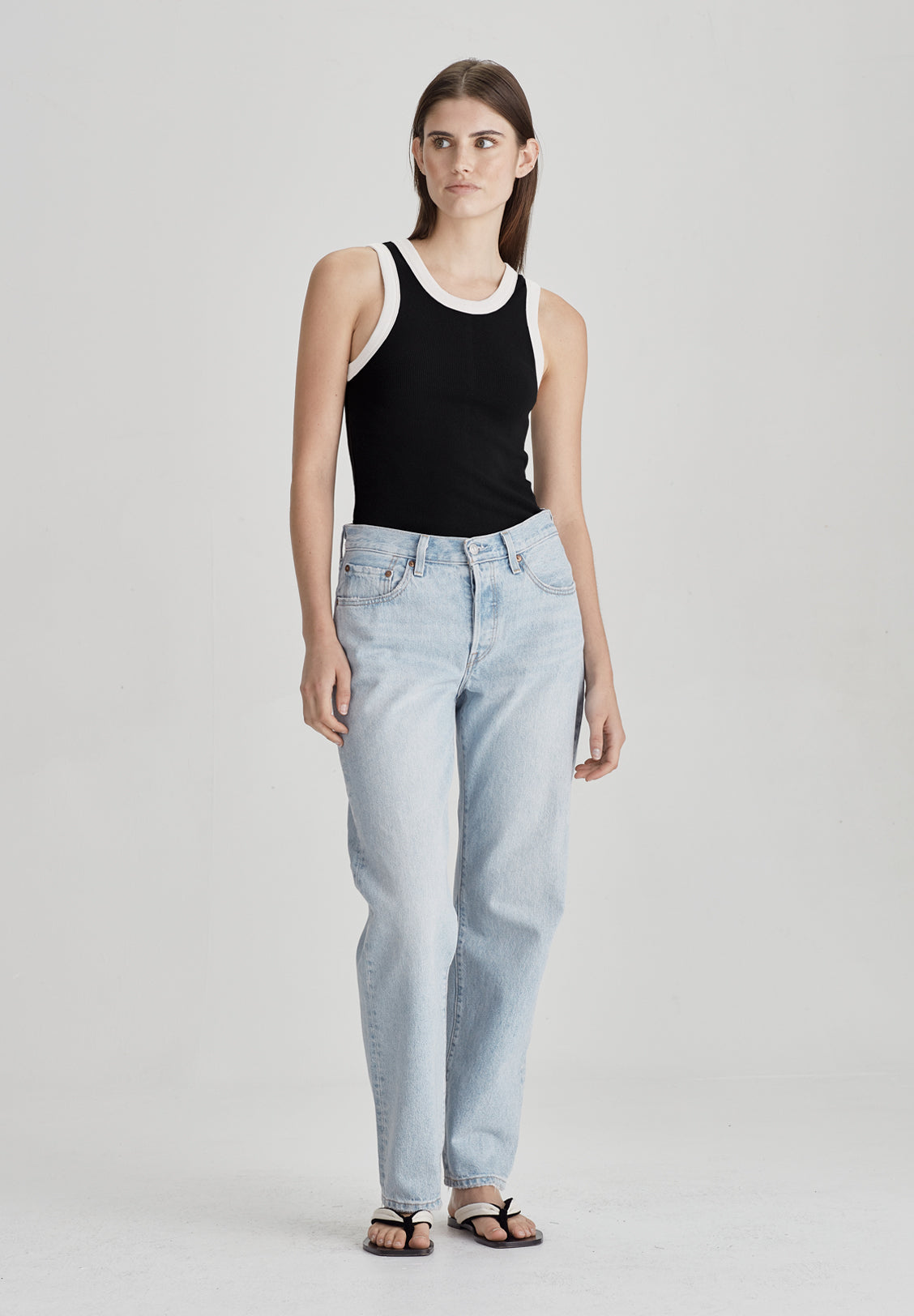FITTED RIB TANK, BLACK / WHITE