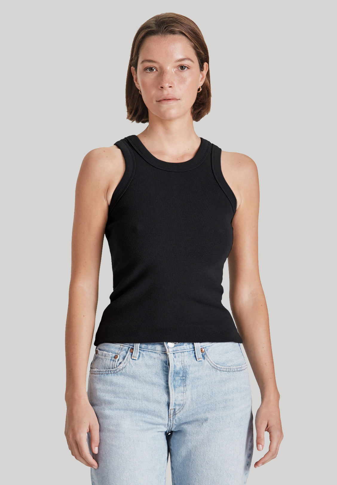 FITTED RIB TANK, BLACK
