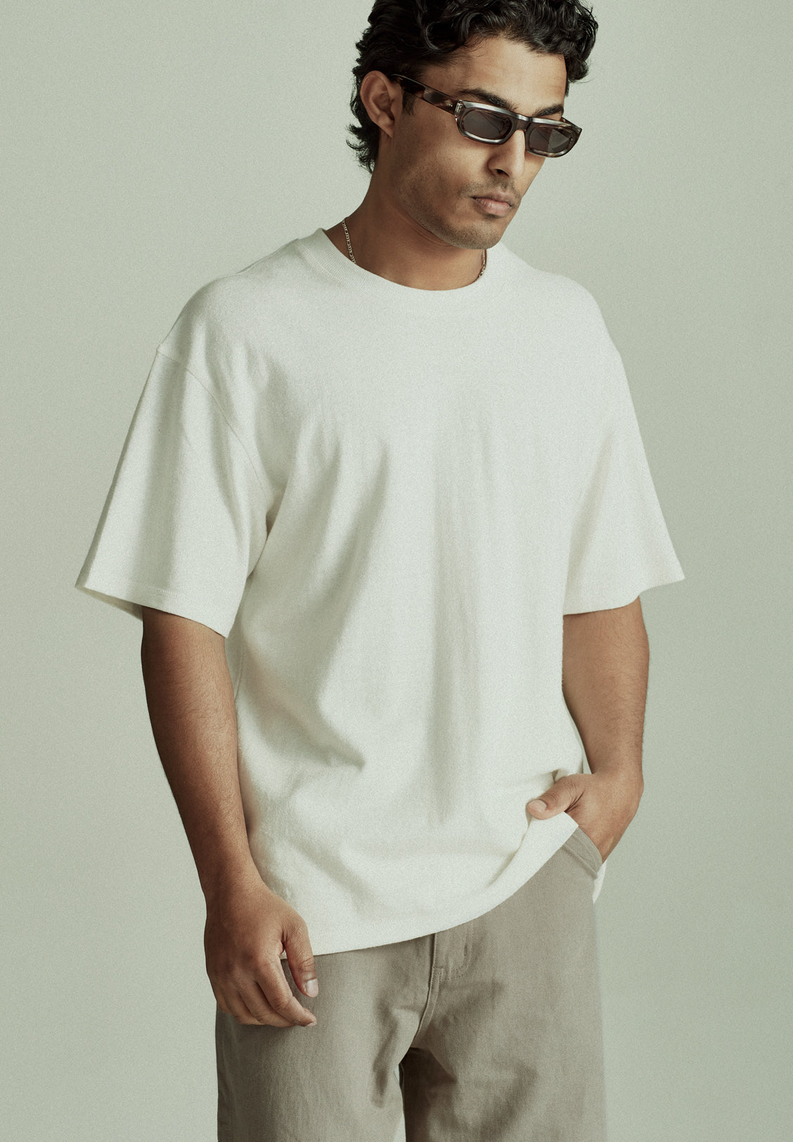 HEMP JERSEY SS TEE, RICE WHITE