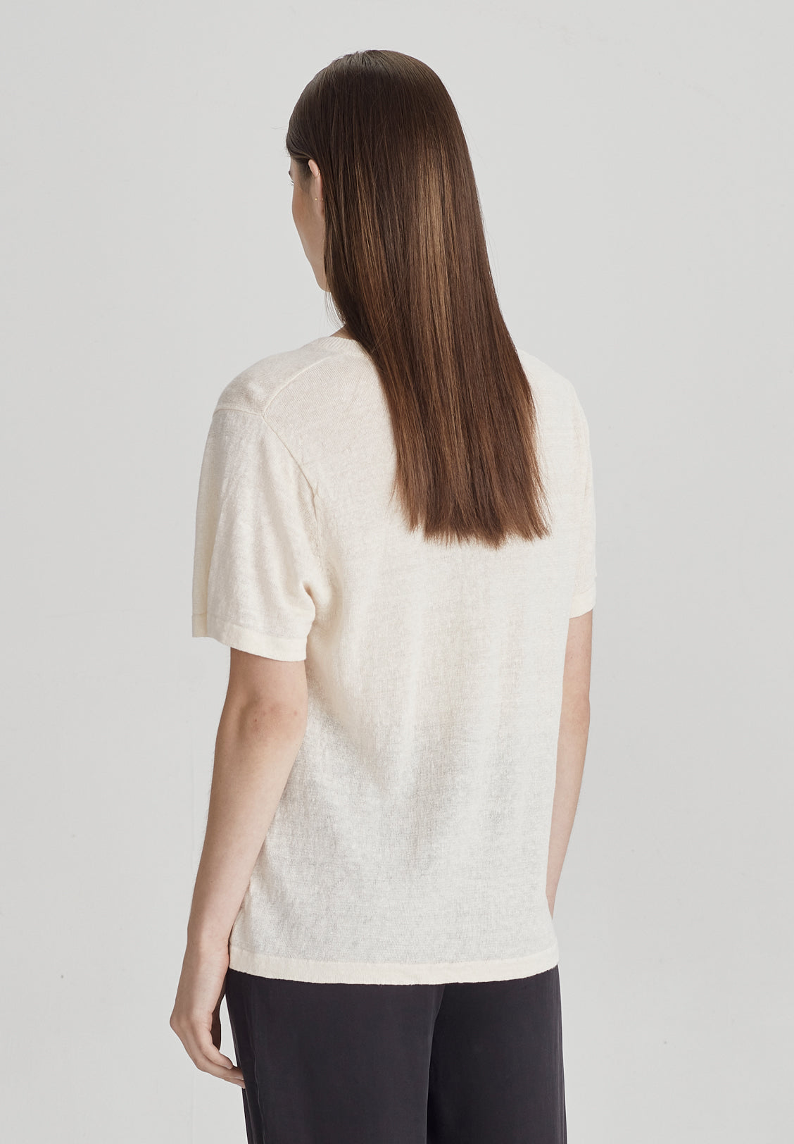 LIGHT LINEN KNIT TEE, CREAM