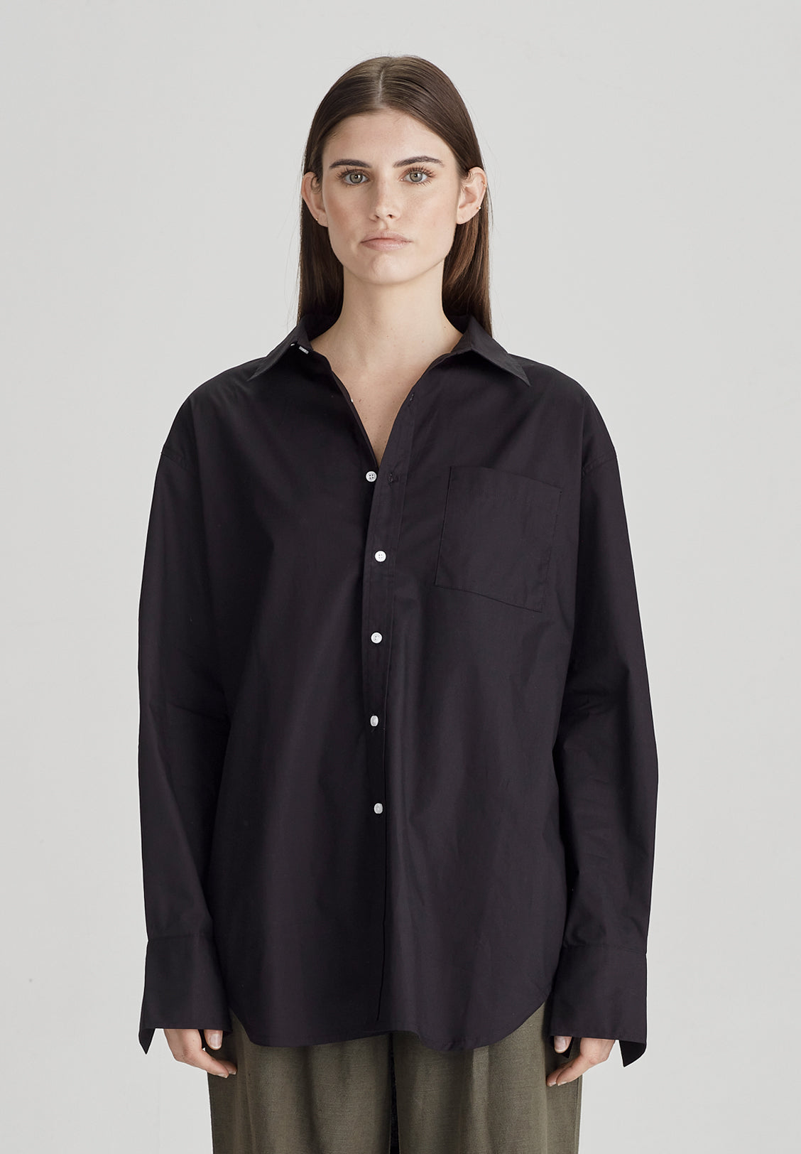 OVERSIZED POPLIN SHIRT, BLACK