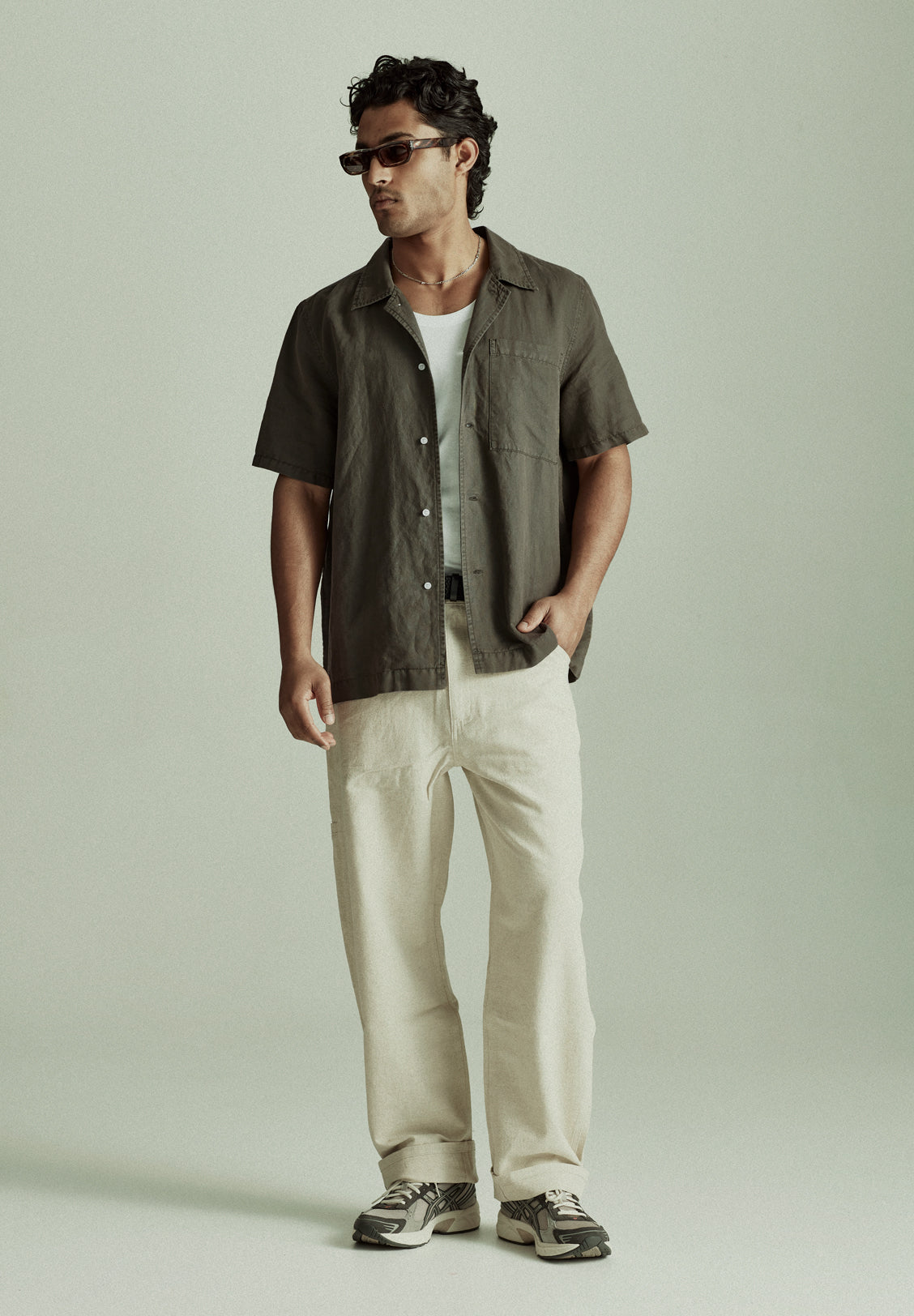 CAMPUS SS SHIRT, OLIVE GREY