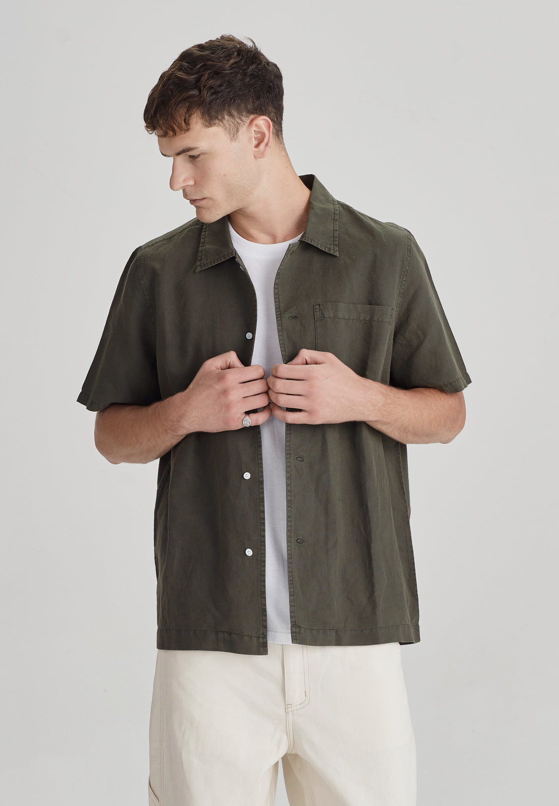 CAMPUS SS SHIRT, OLIVE GREY