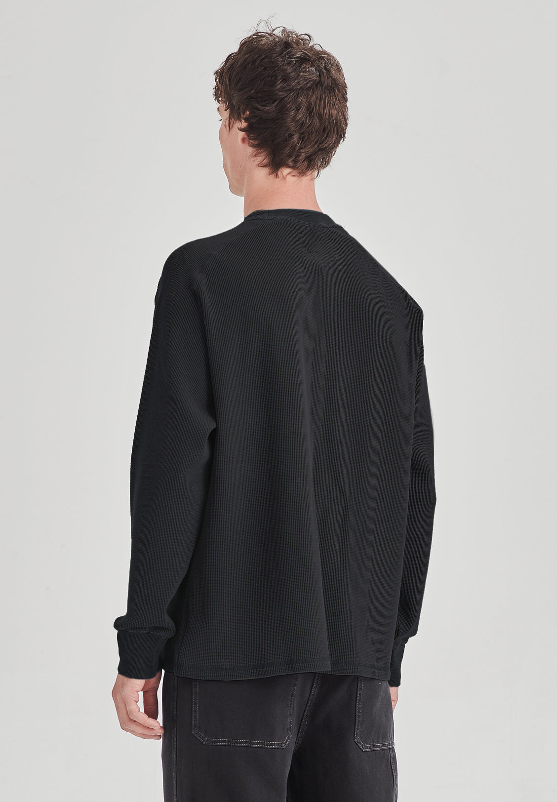 HEAVY WAFFLE LS, VINTAGE BLACK