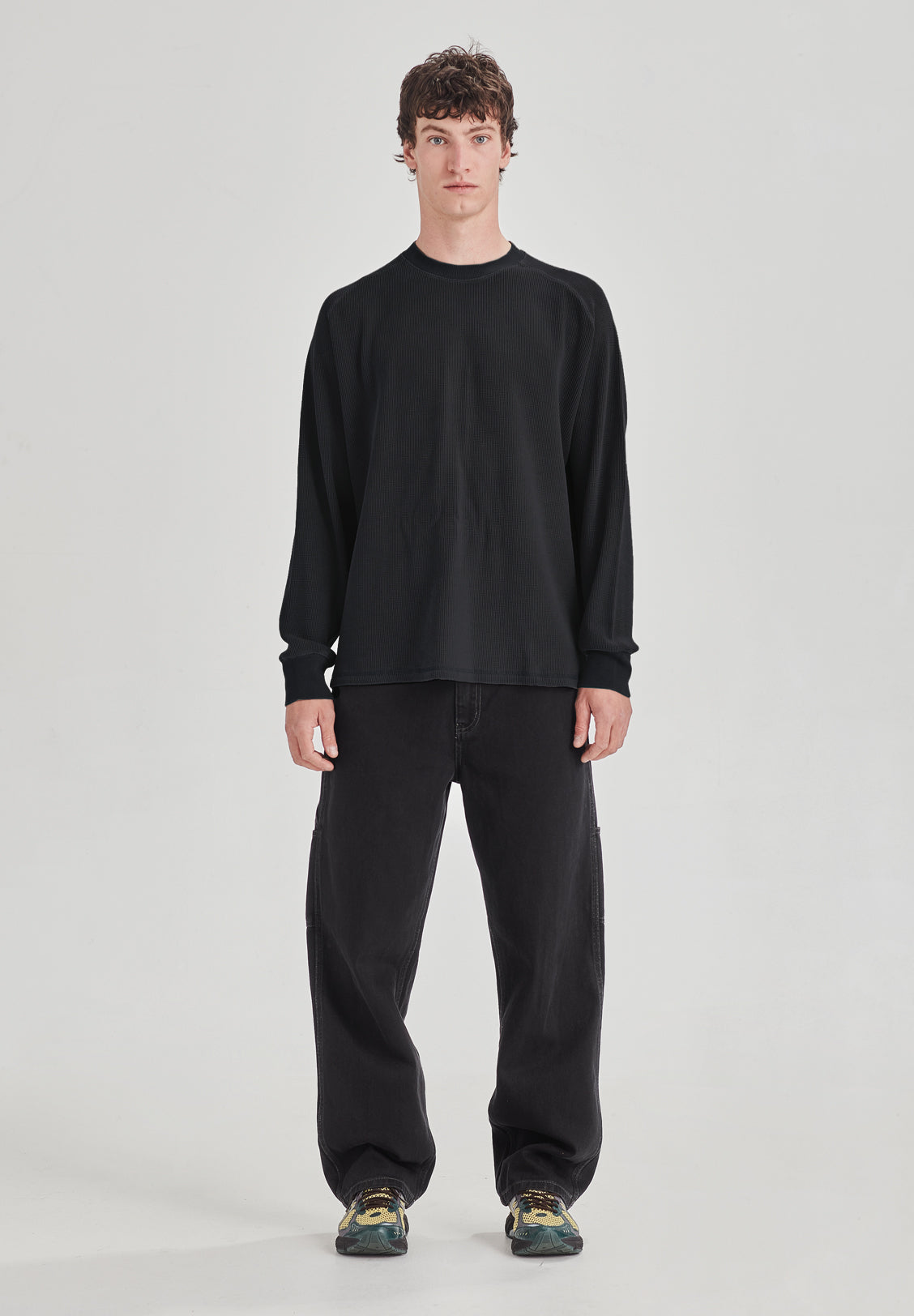 HEAVY WAFFLE LS, VINTAGE BLACK
