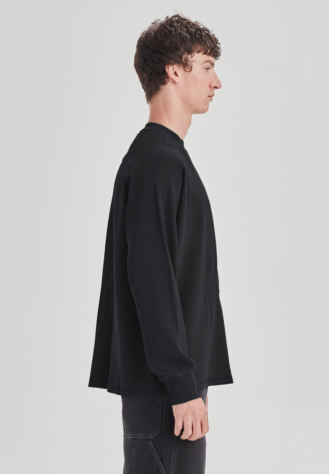 HEAVY WAFFLE LS, VINTAGE BLACK
