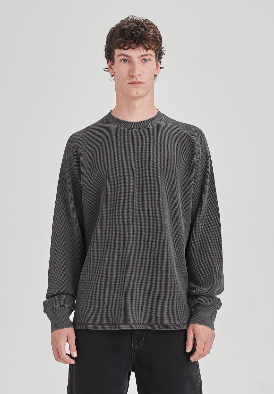 HEAVY WAFFLE LS, VINTAGE GREY