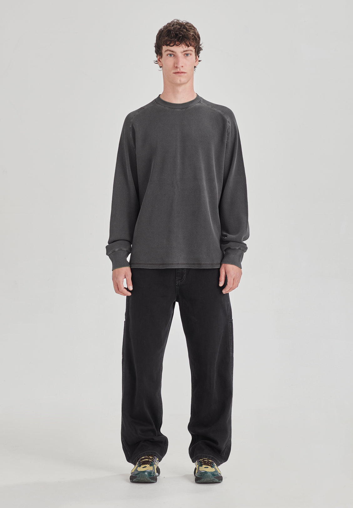 HEAVY WAFFLE LS, VINTAGE GREY
