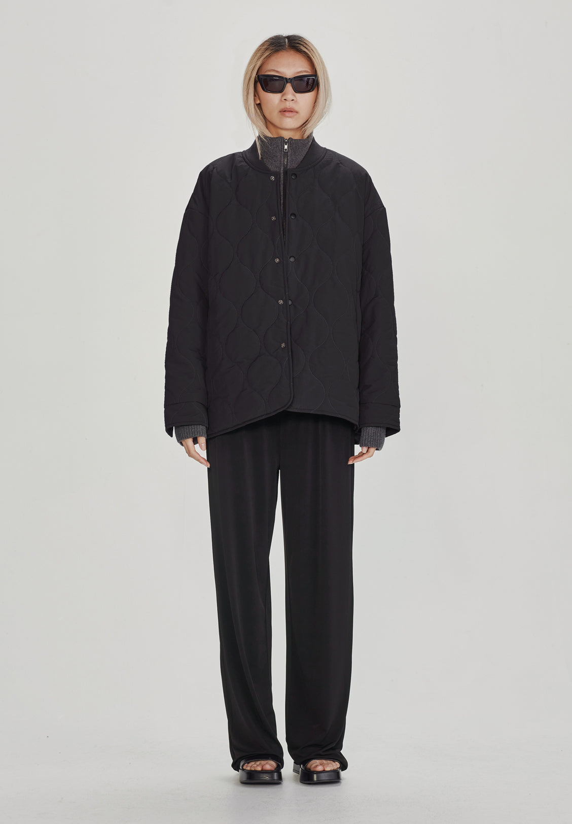 QUILTED JACKET, BLACK
