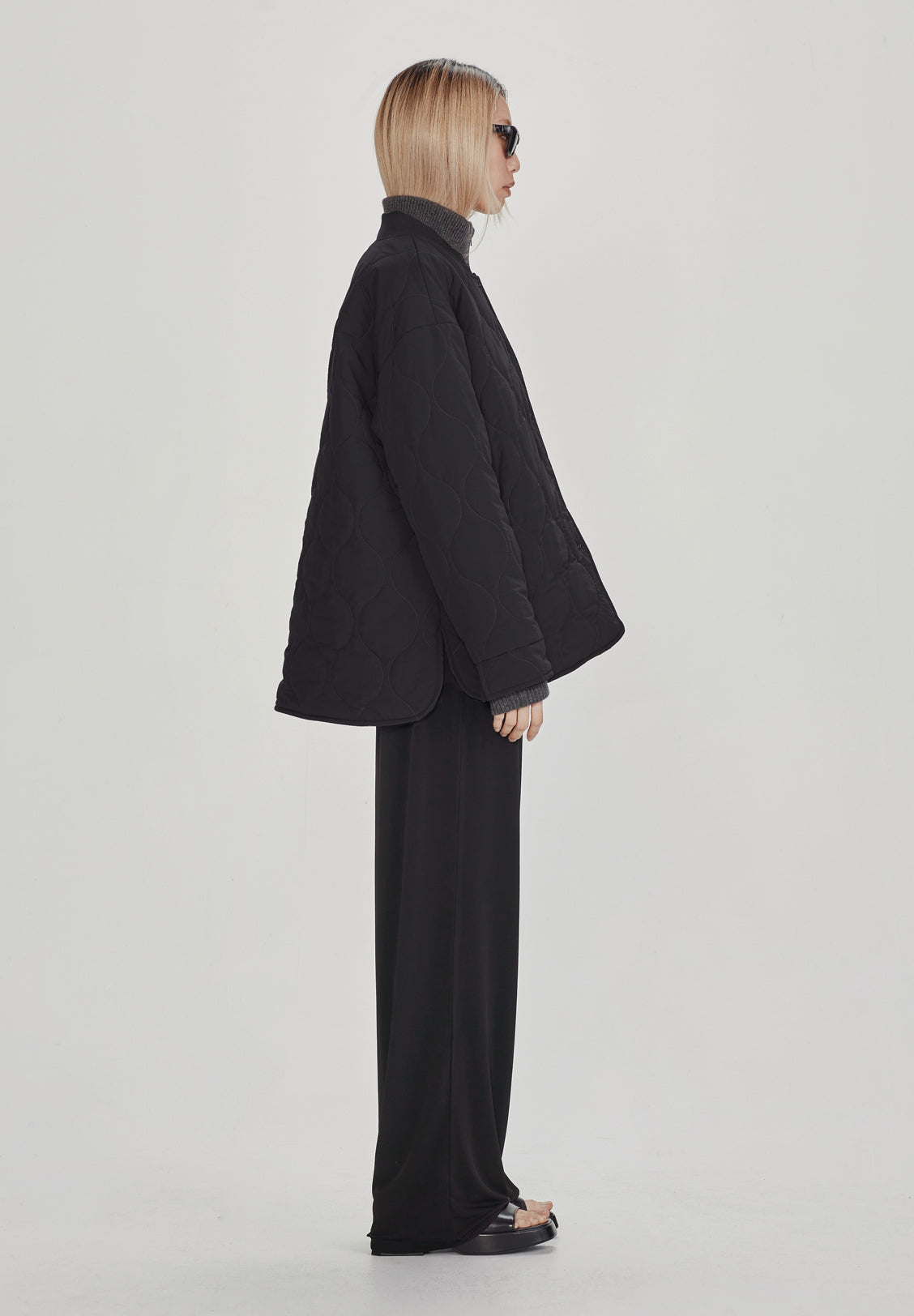 QUILTED JACKET, BLACK