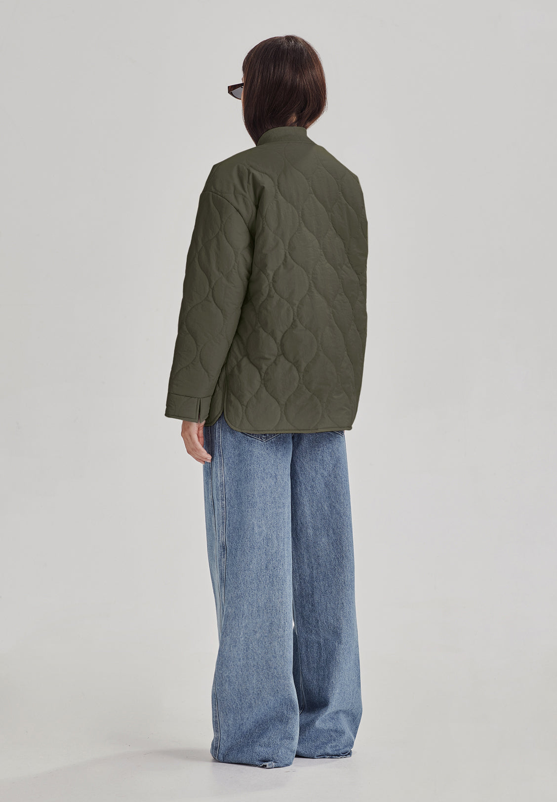 QUILTED JACKET, OLIVE GREY
