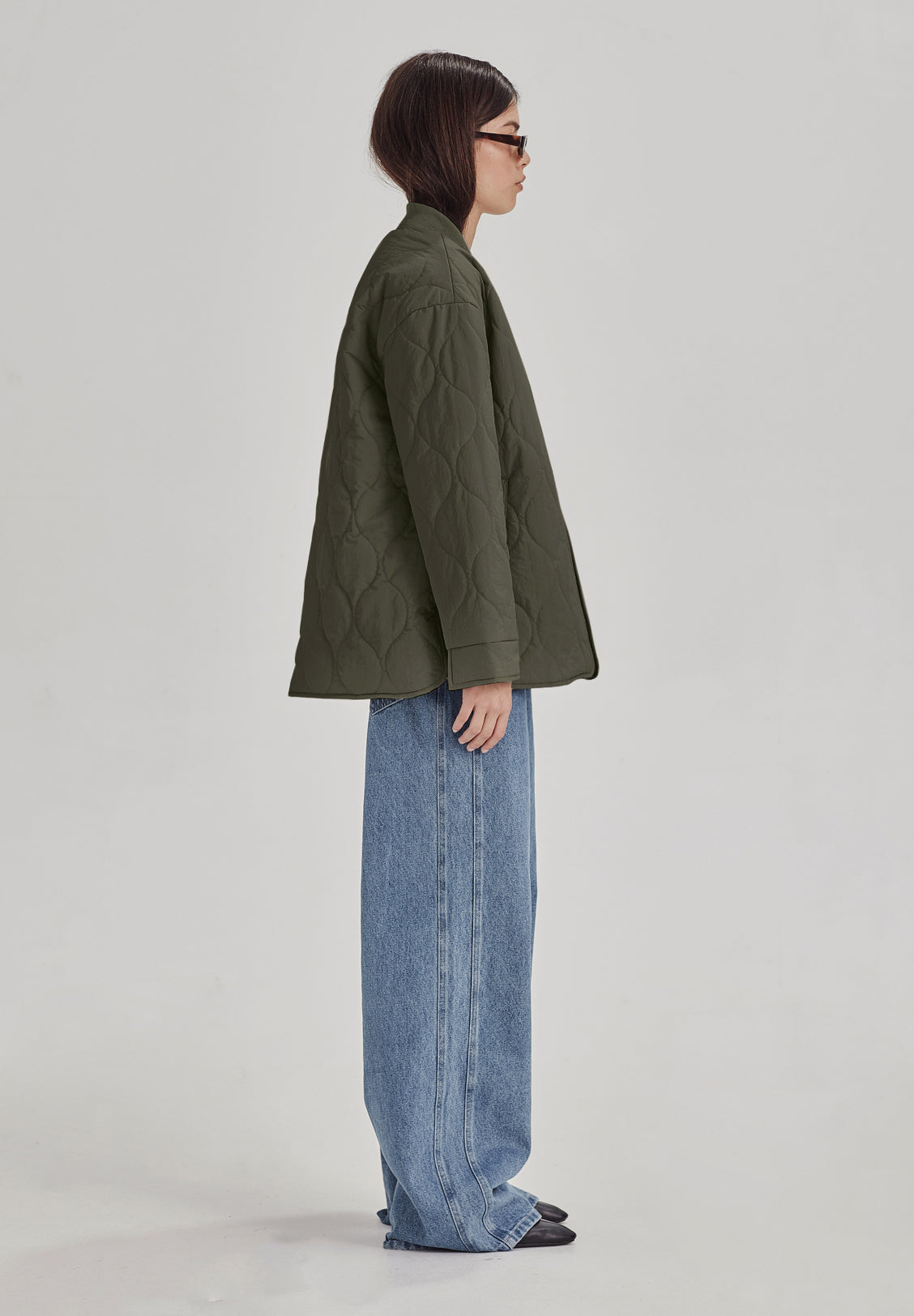 QUILTED JACKET, OLIVE GREY