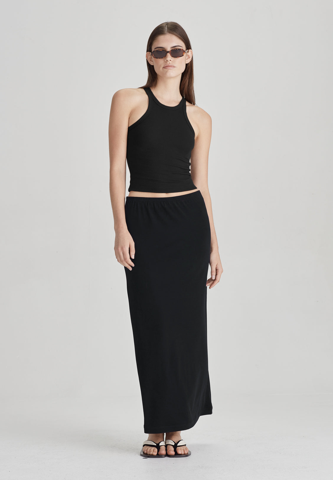 FINE RIB TANK, BLACK