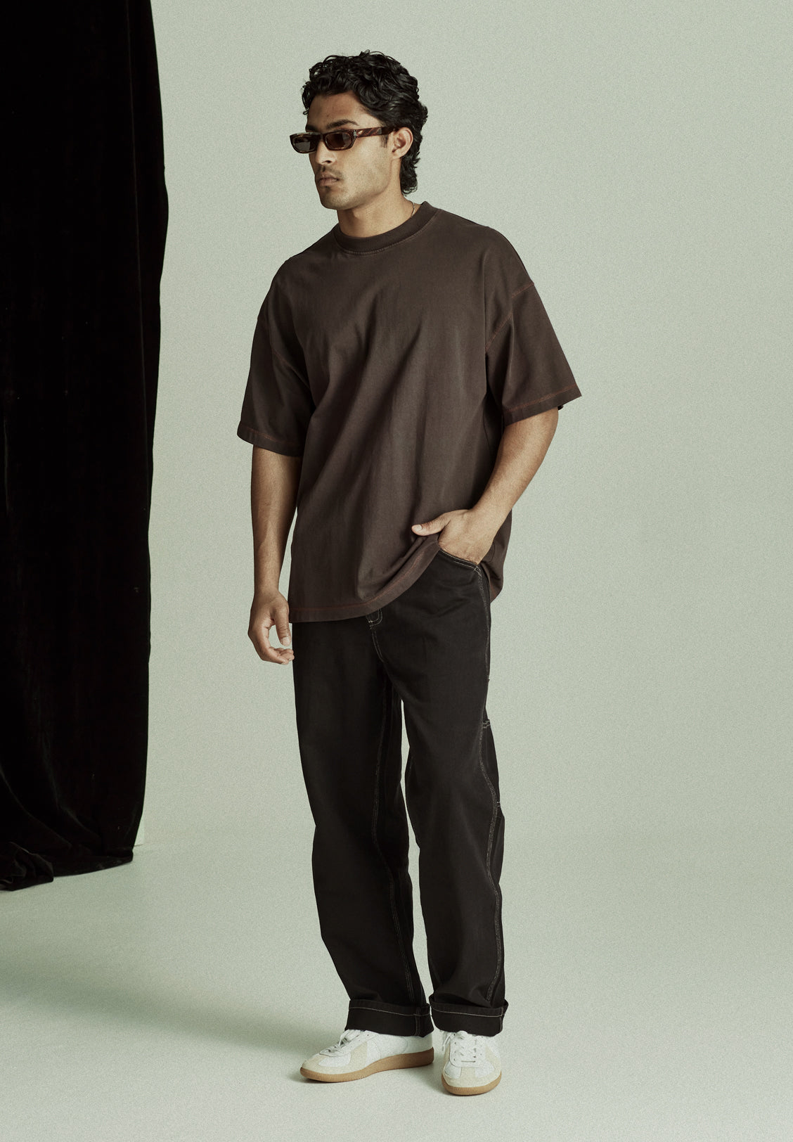 MENS OVERSIZED TEE, COCOA