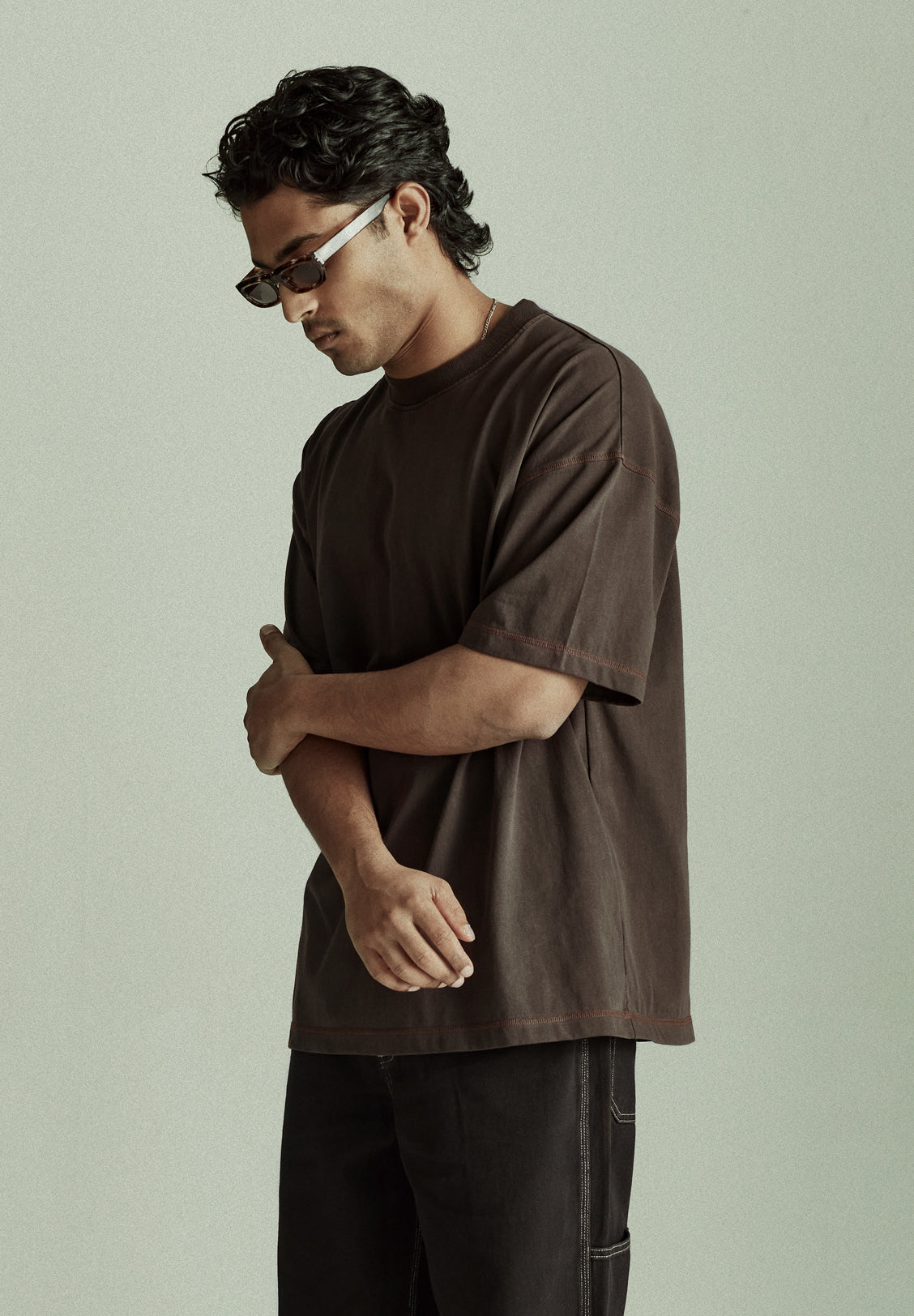 MENS OVERSIZED TEE, COCOA