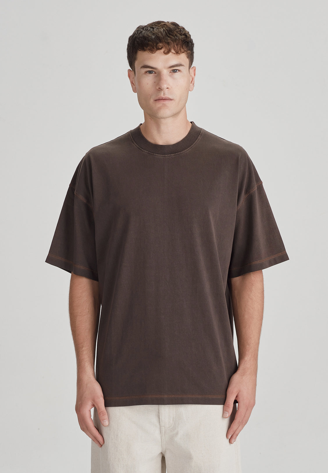 MENS OVERSIZED TEE, COCOA