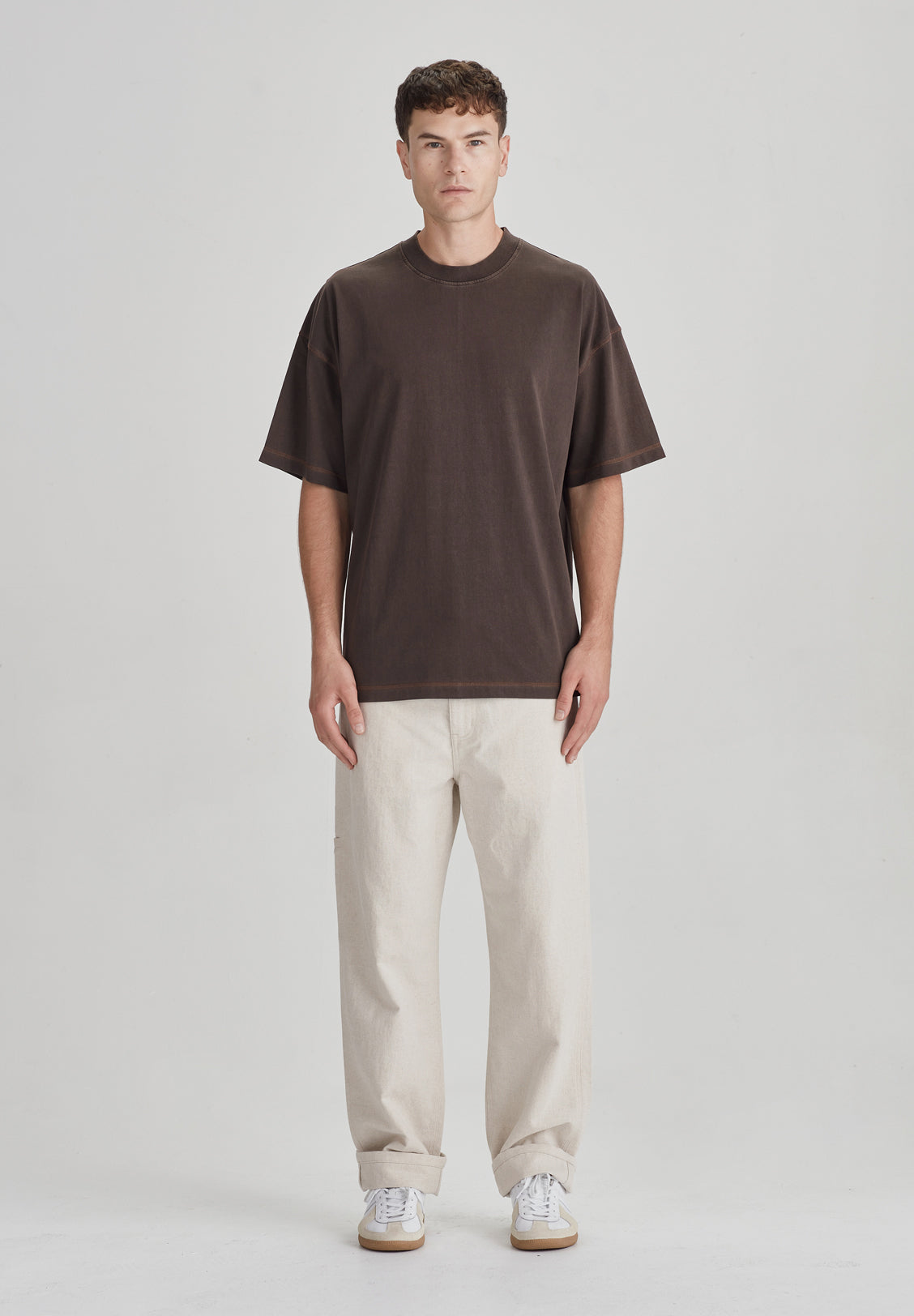 MENS OVERSIZED TEE, COCOA