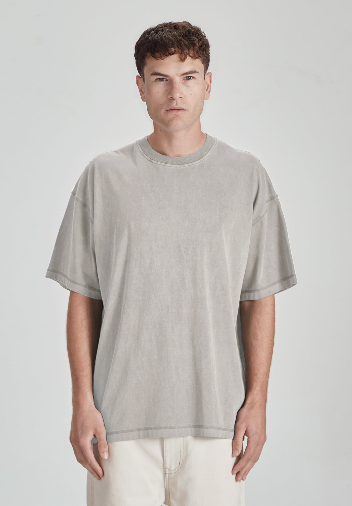MENS OVERSIZED TEE, STONE