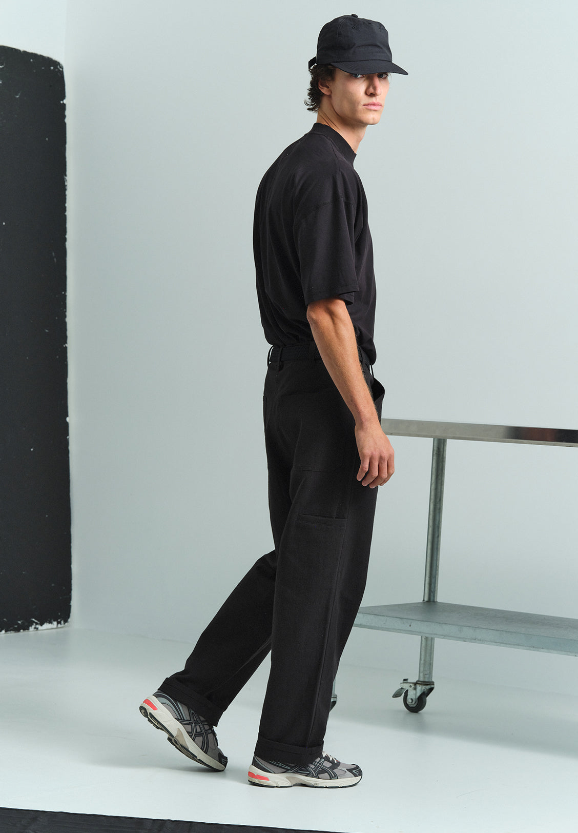 LINEN/COTTON WORK PANT, BLACK