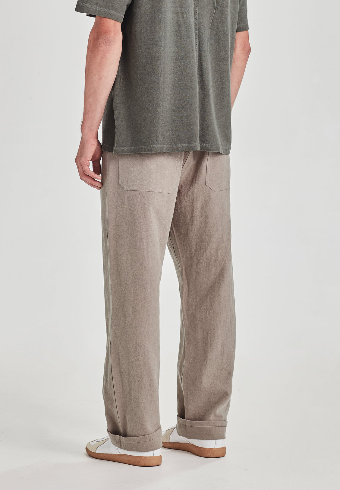 LINEN/COTTON WORK PANT, SMOKE