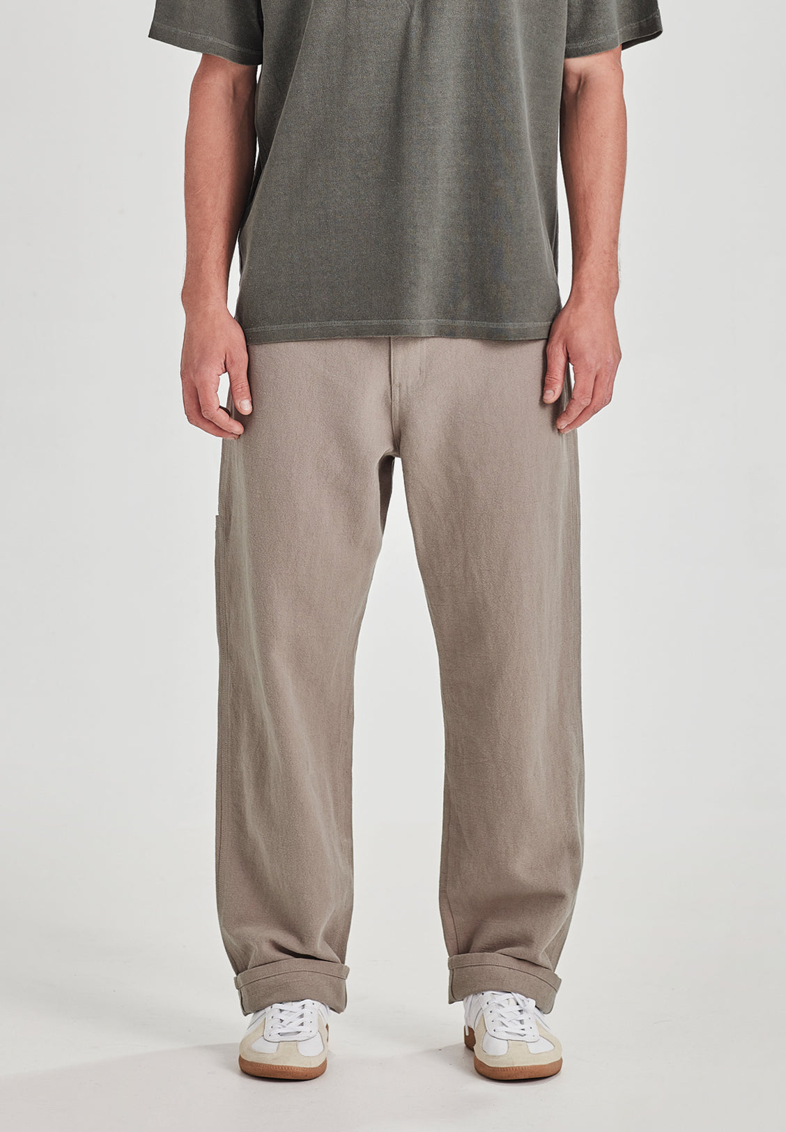 LINEN/COTTON WORK PANT, SMOKE