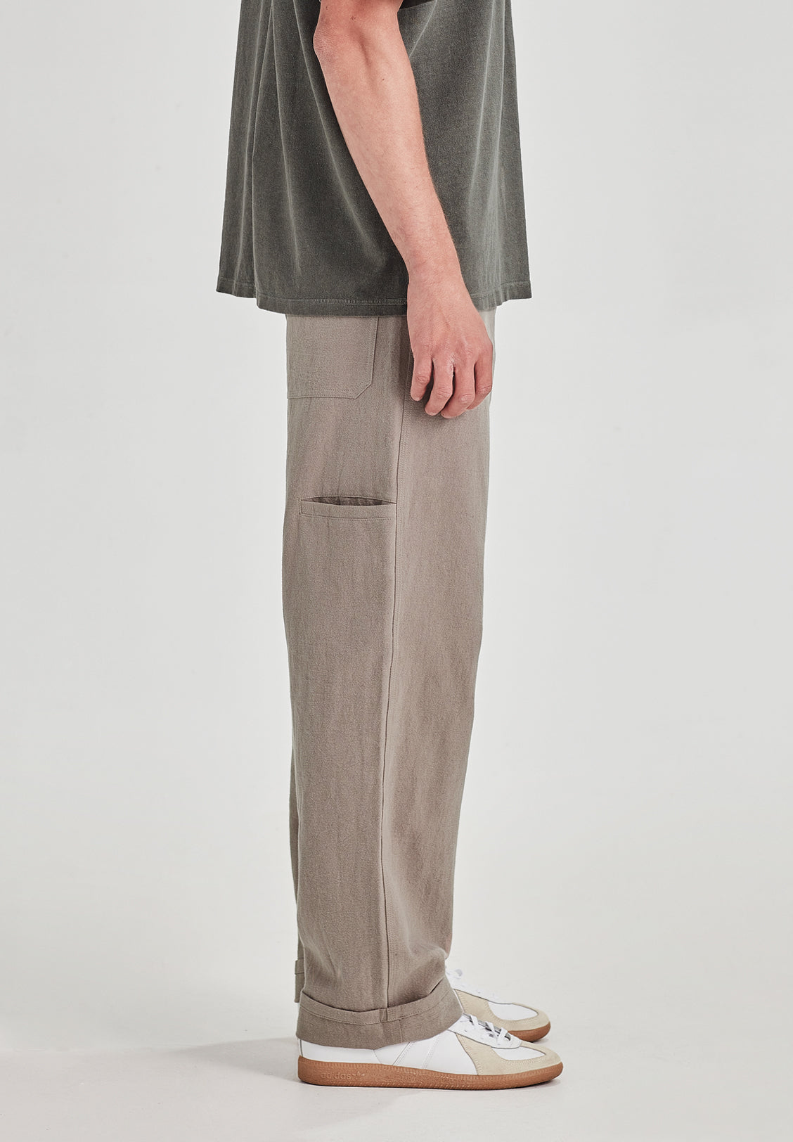 LINEN/COTTON WORK PANT, SMOKE