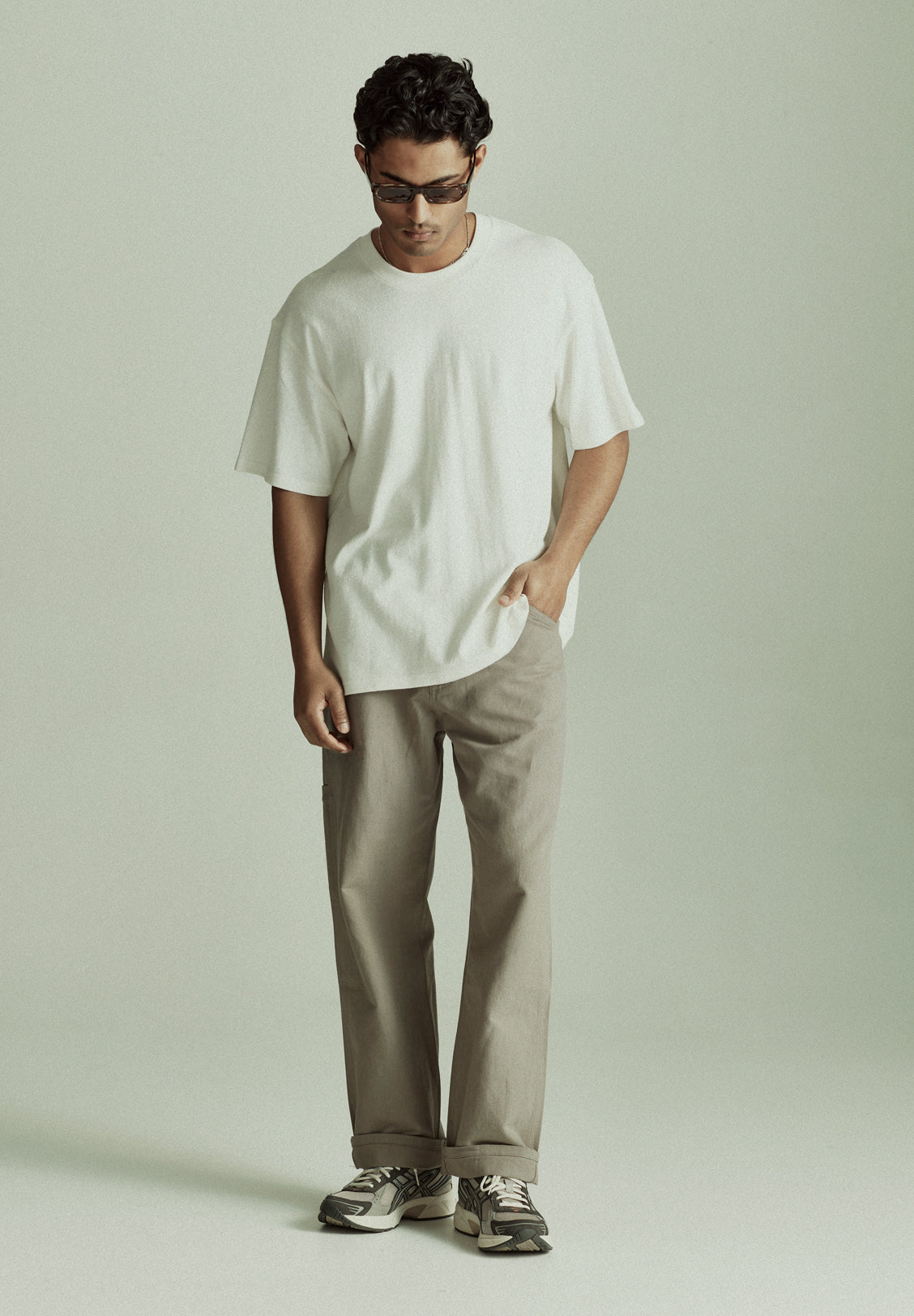 LINEN/COTTON WORK PANT, SMOKE