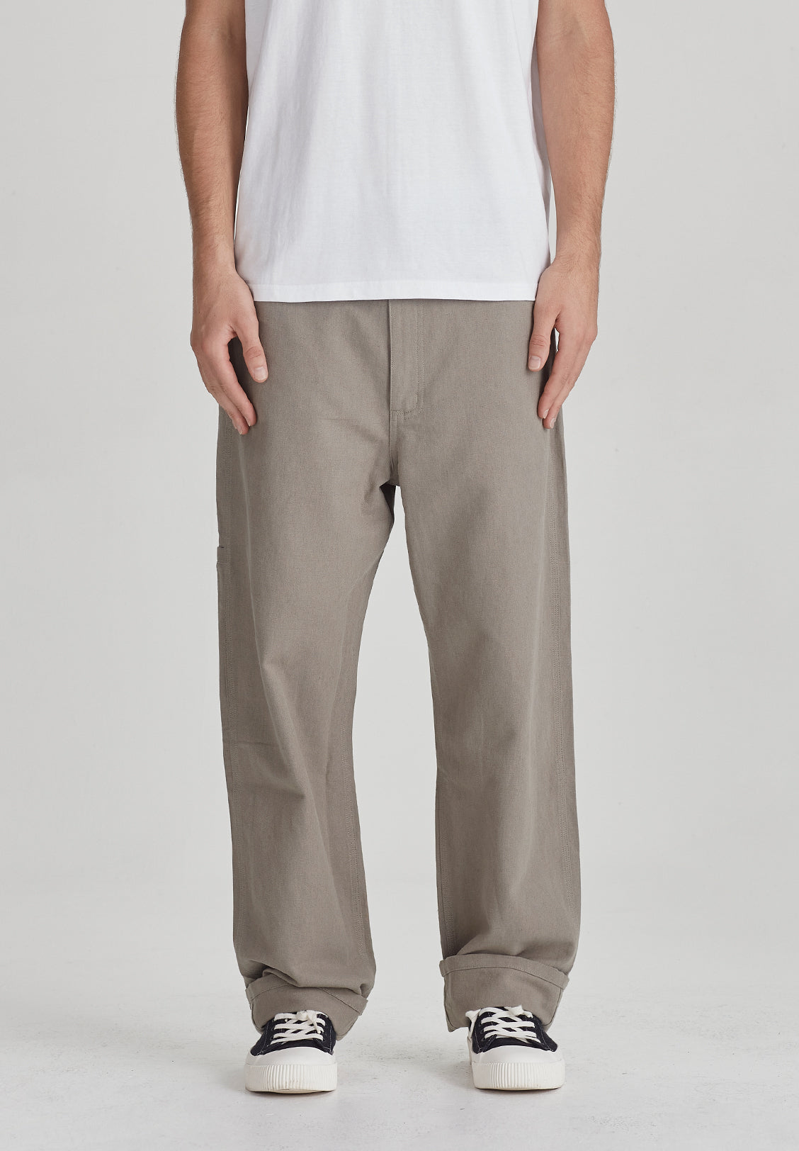 LINEN/COTTON WORK PANT, SMOKE – LAST ONES