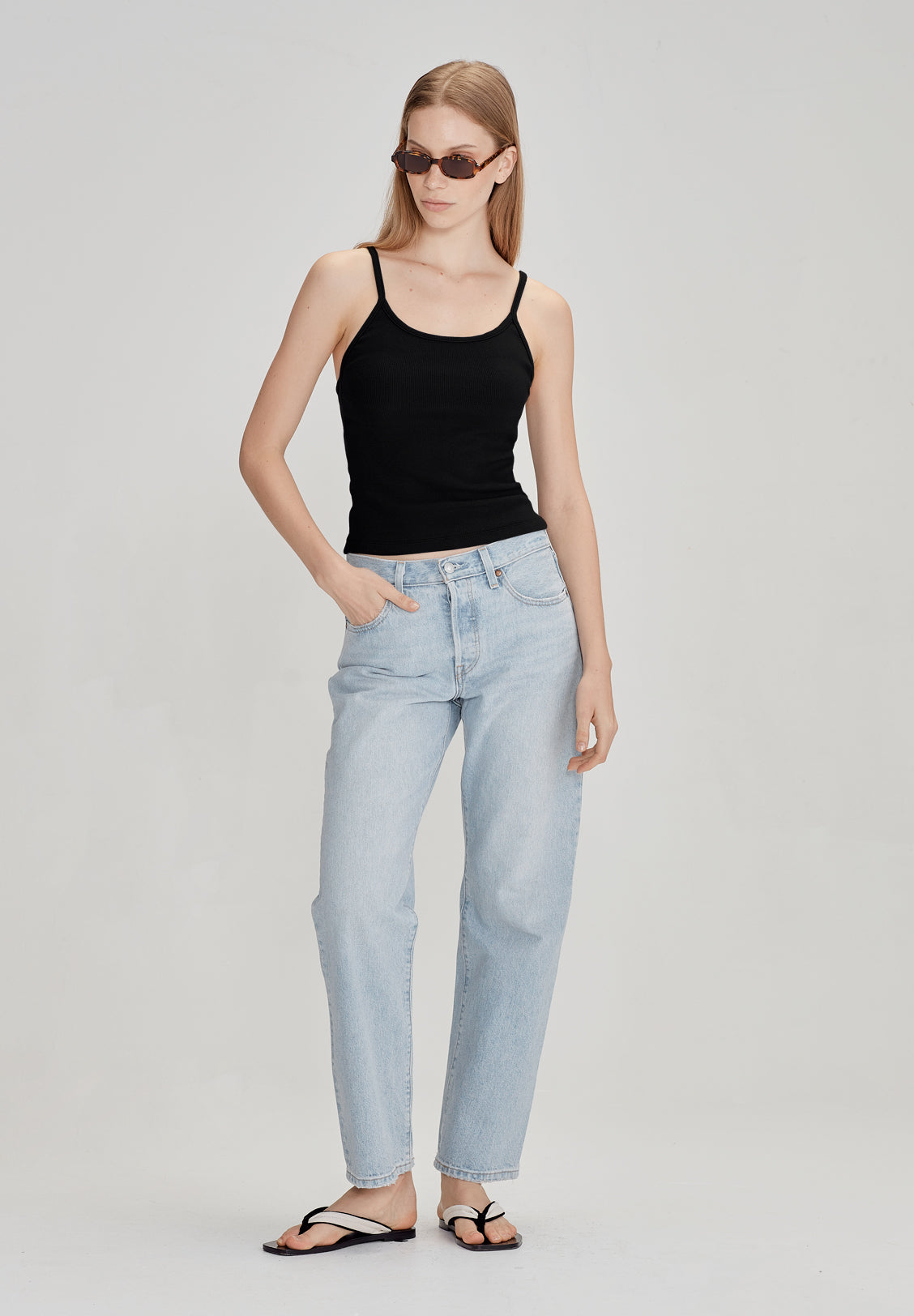 FITTED RIB CAMI, BLACK