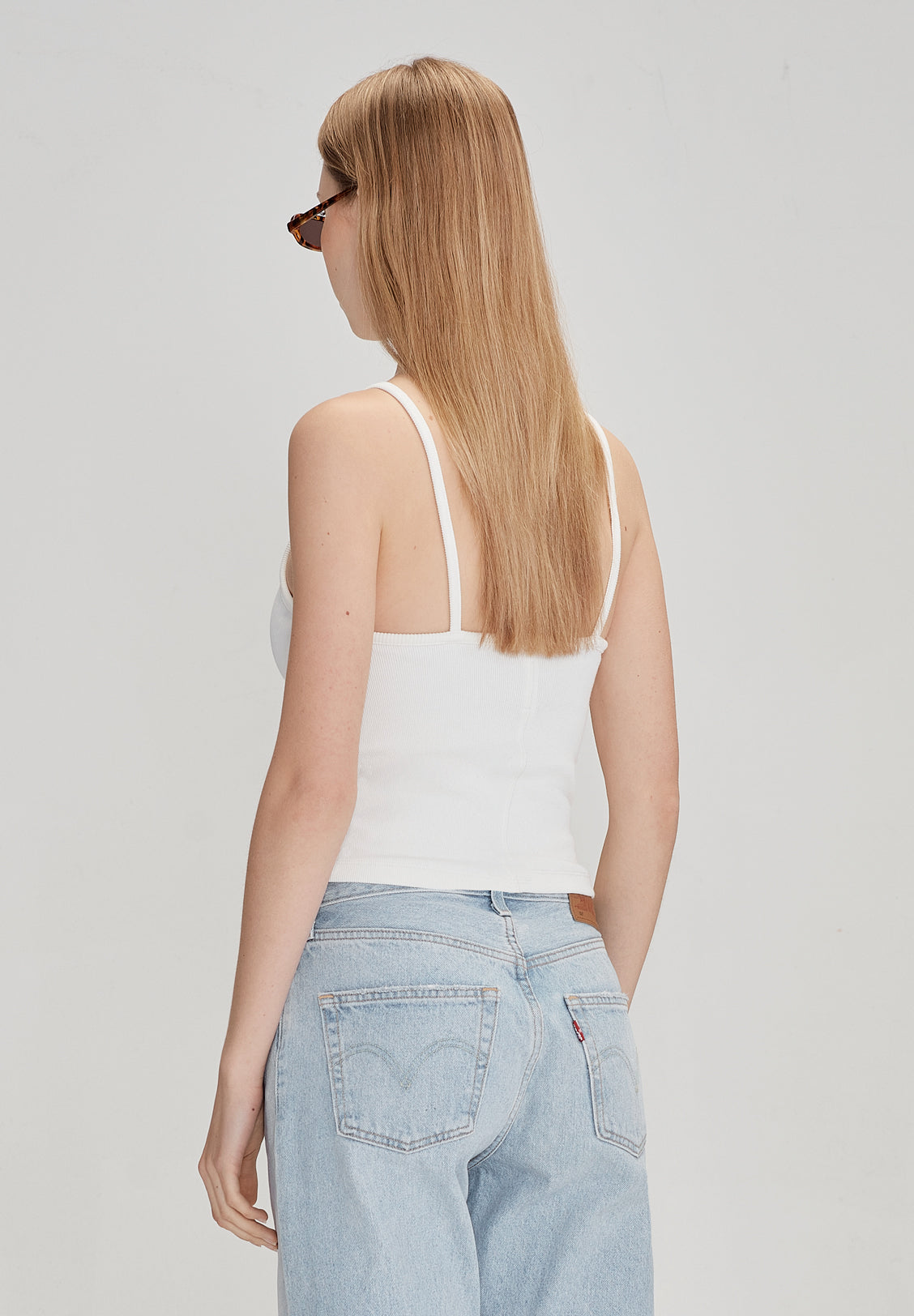 FITTED RIB CAMI, WHITE