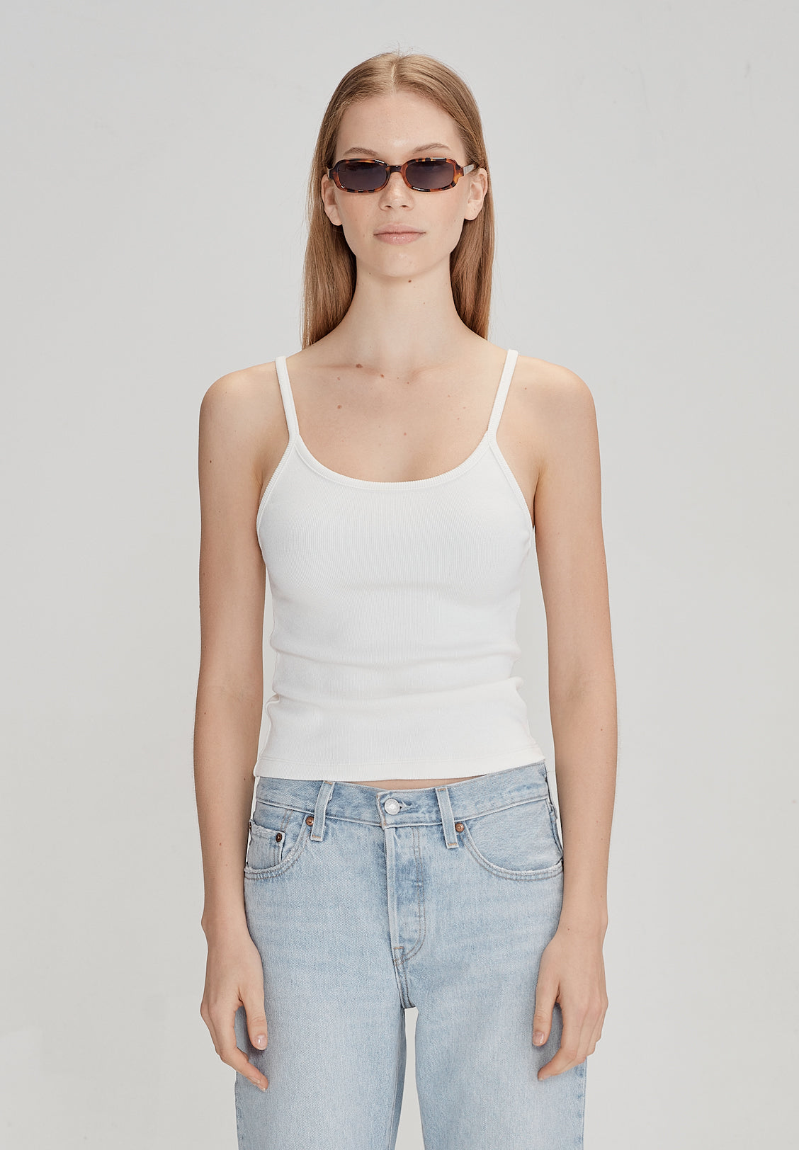 FITTED RIB CAMI, WHITE