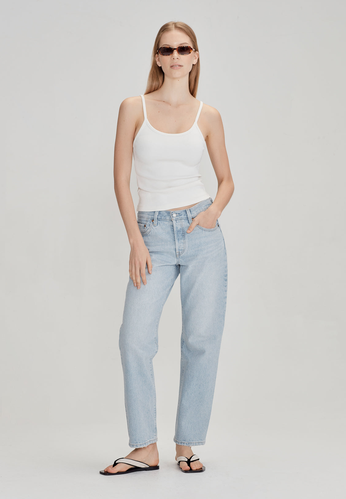 FITTED RIB CAMI, WHITE