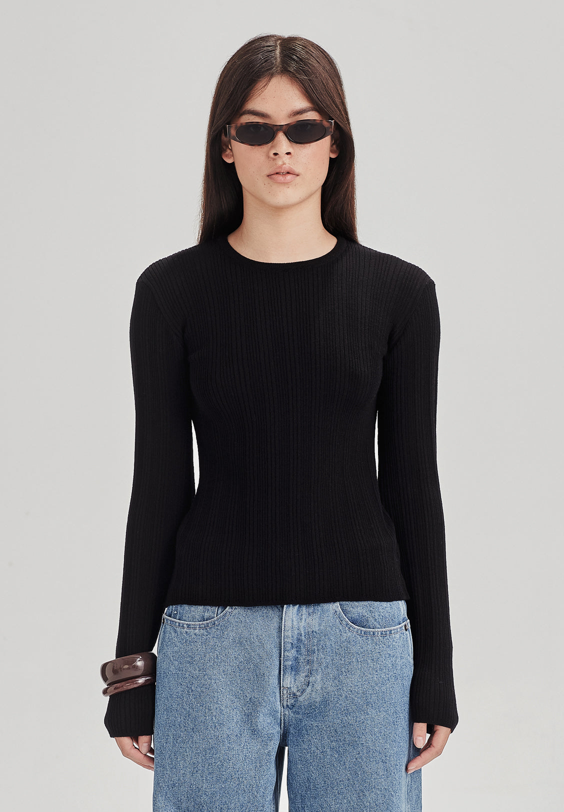 SUPERFINE MERINO BASE KNIT LS, BLACK